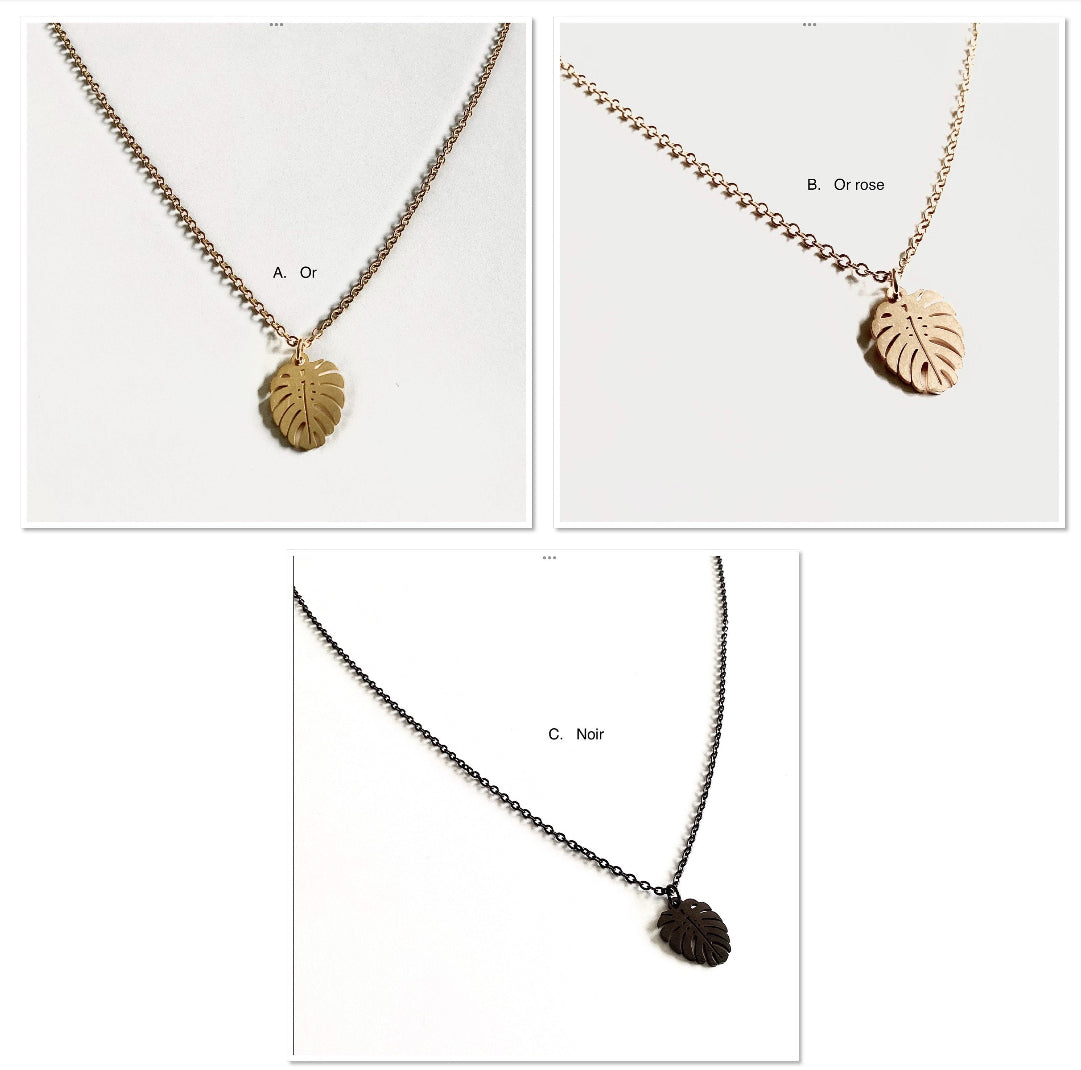 Monstera stainless steel necklace