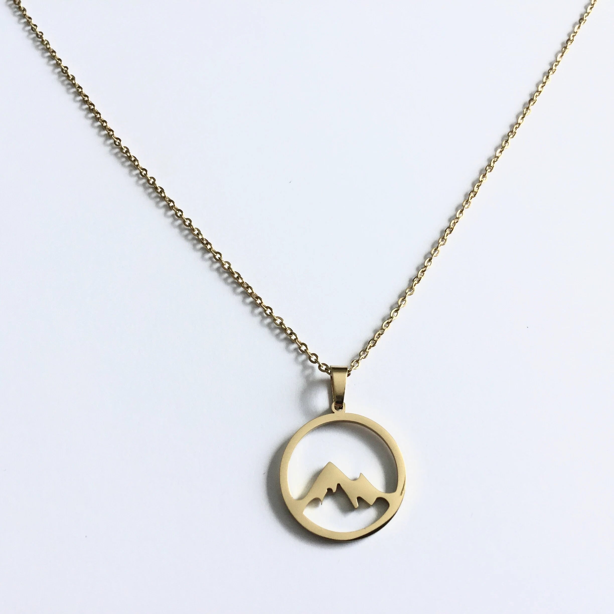 Black stainless steel mountain necklace