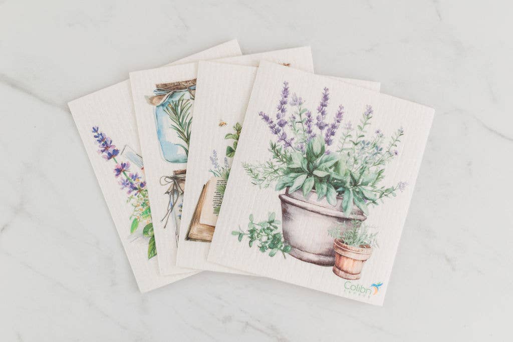 Lot de 4 chiffons éponge - Herbes