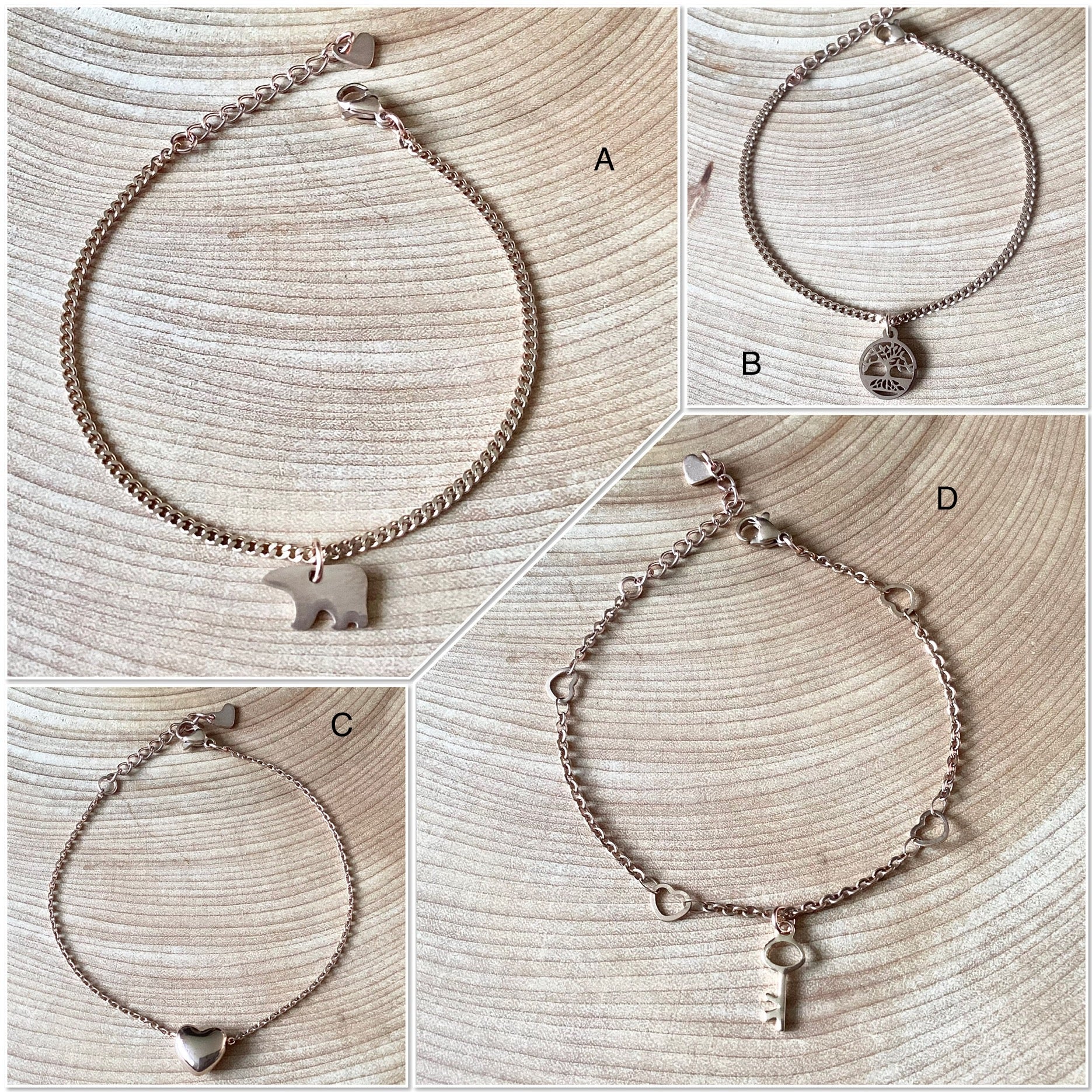 Rose gold stainless steel bracelet of your choice