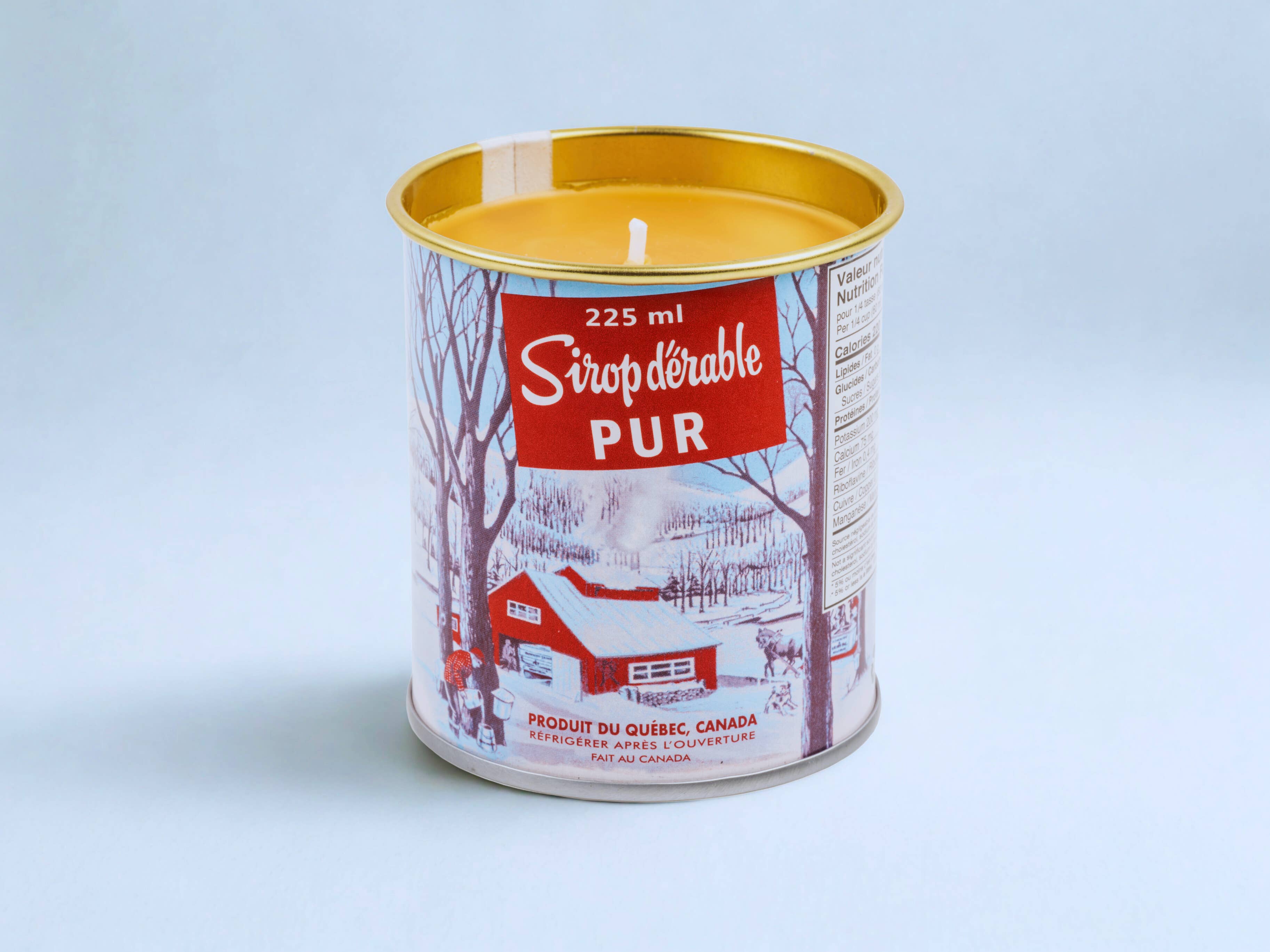 Bougie au sirop d'érable – Boîte en fer emblématique de 225 ml (Mèche en coton)