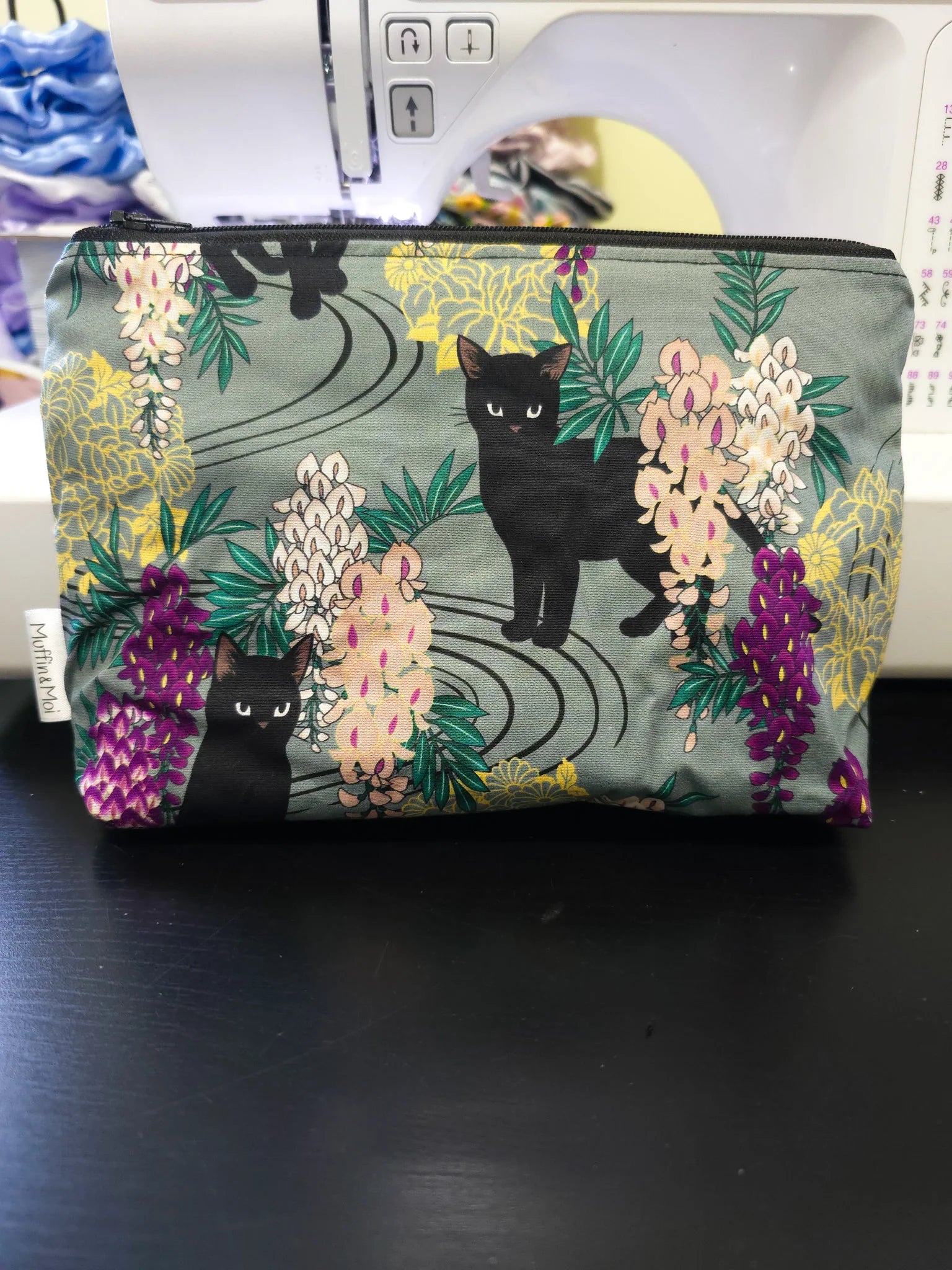 Purple flower cat pouch