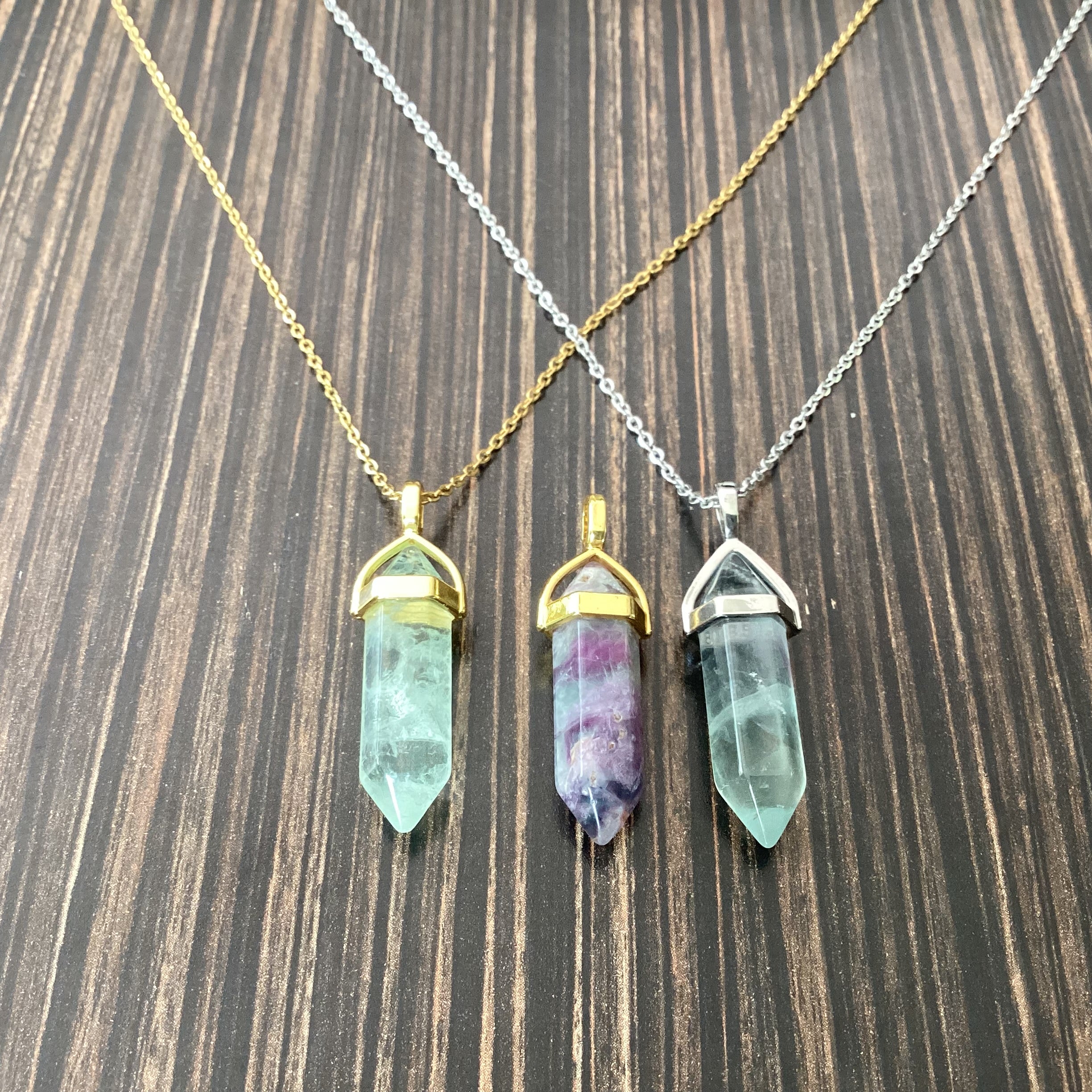 Stainless steel necklace with fluorite of your choice