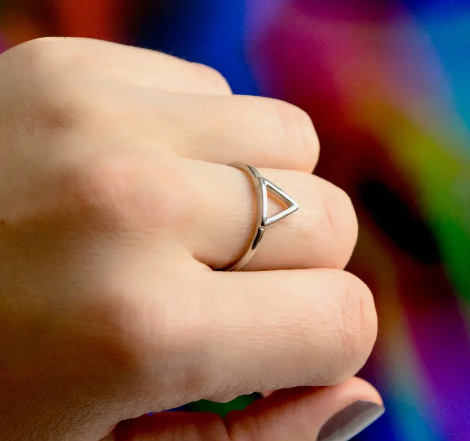 Bague minimaliste triangle en inox