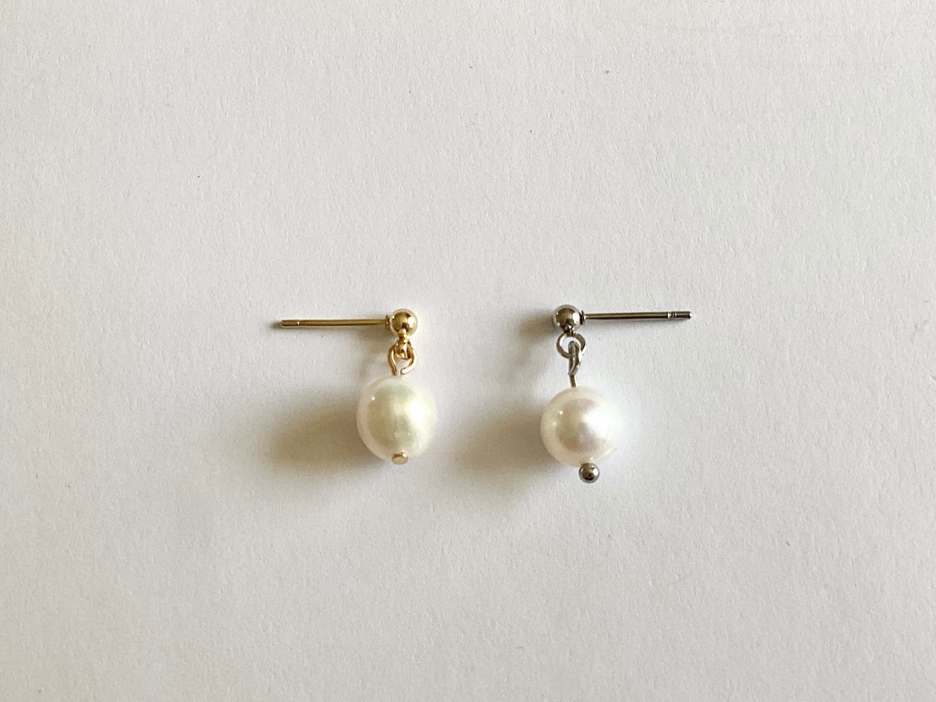 Stainless steel earrings with freshwater pearls of your choice