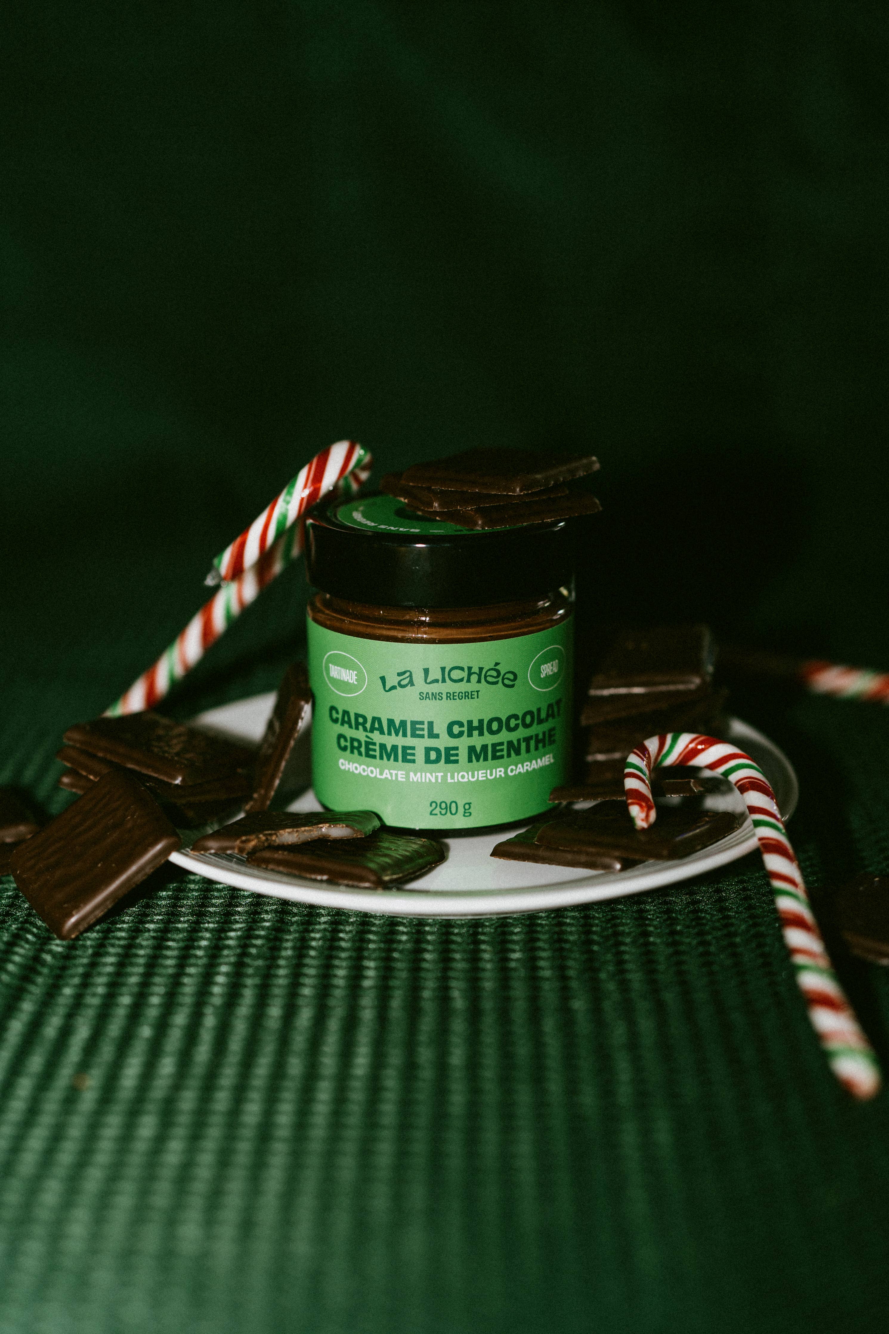 Chocolat, menthe, liqueur, caramel