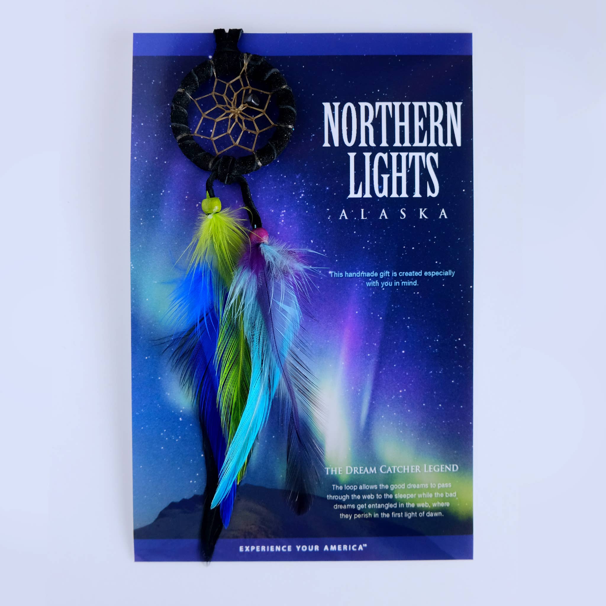 Carte de destination - Northern Lights - avec attrape-rêves de 1,5 po
