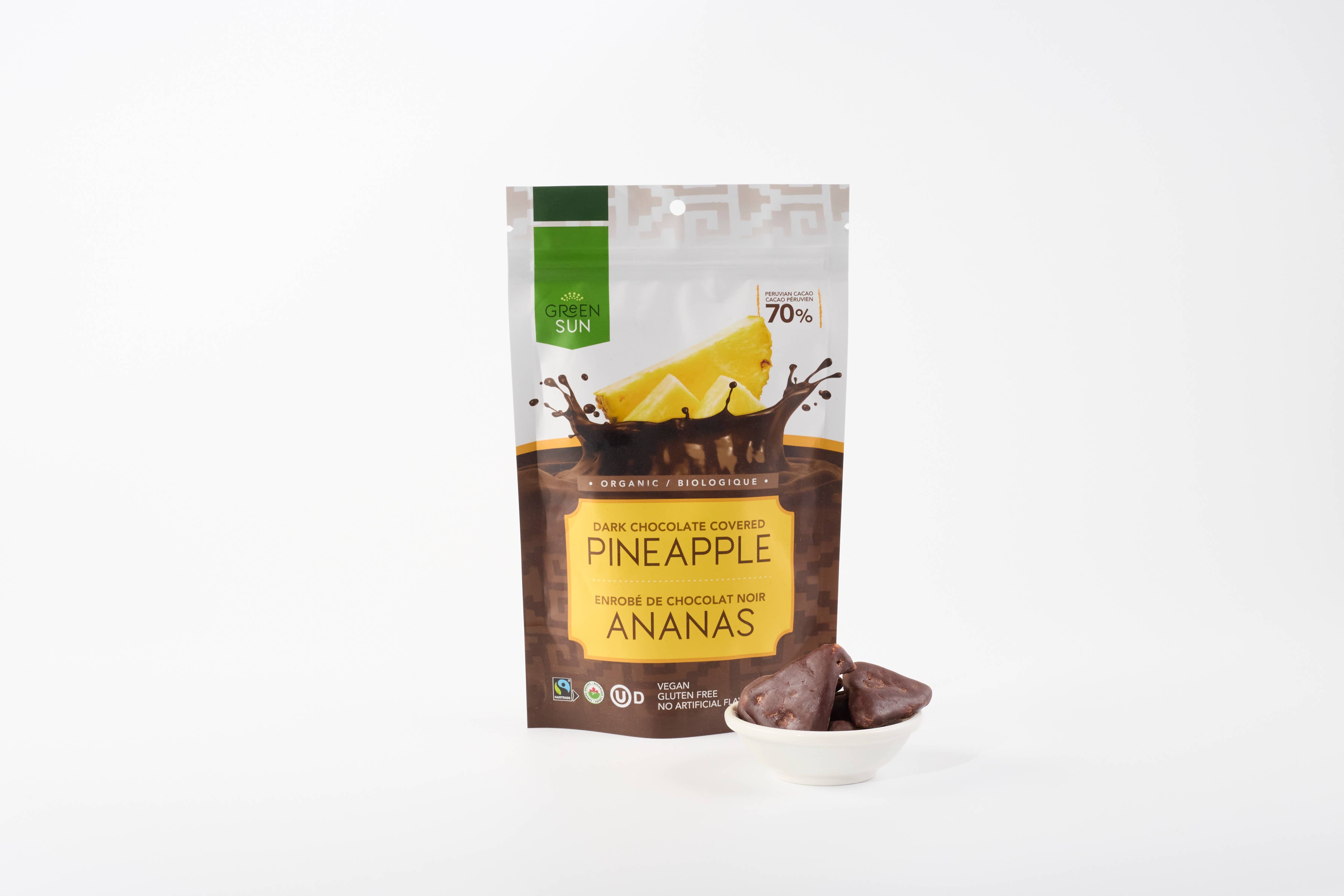 91 g d'ananas enrobé de chocolat noir