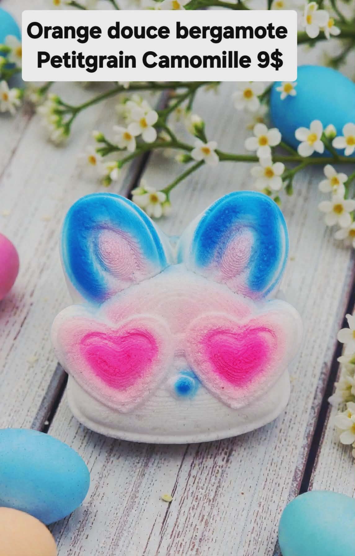 Bombe Lapin ben heureux avec insertions de couleurs PRÉCOMMANDE