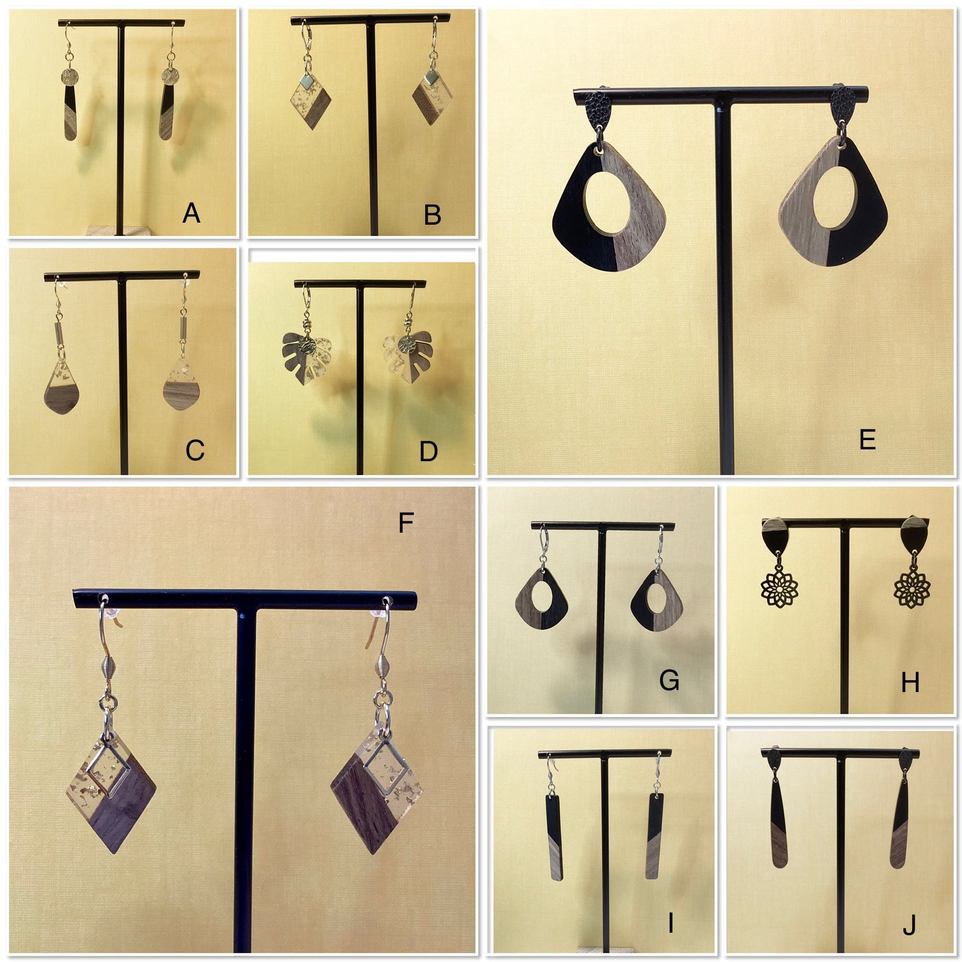 Wood and resin earrings