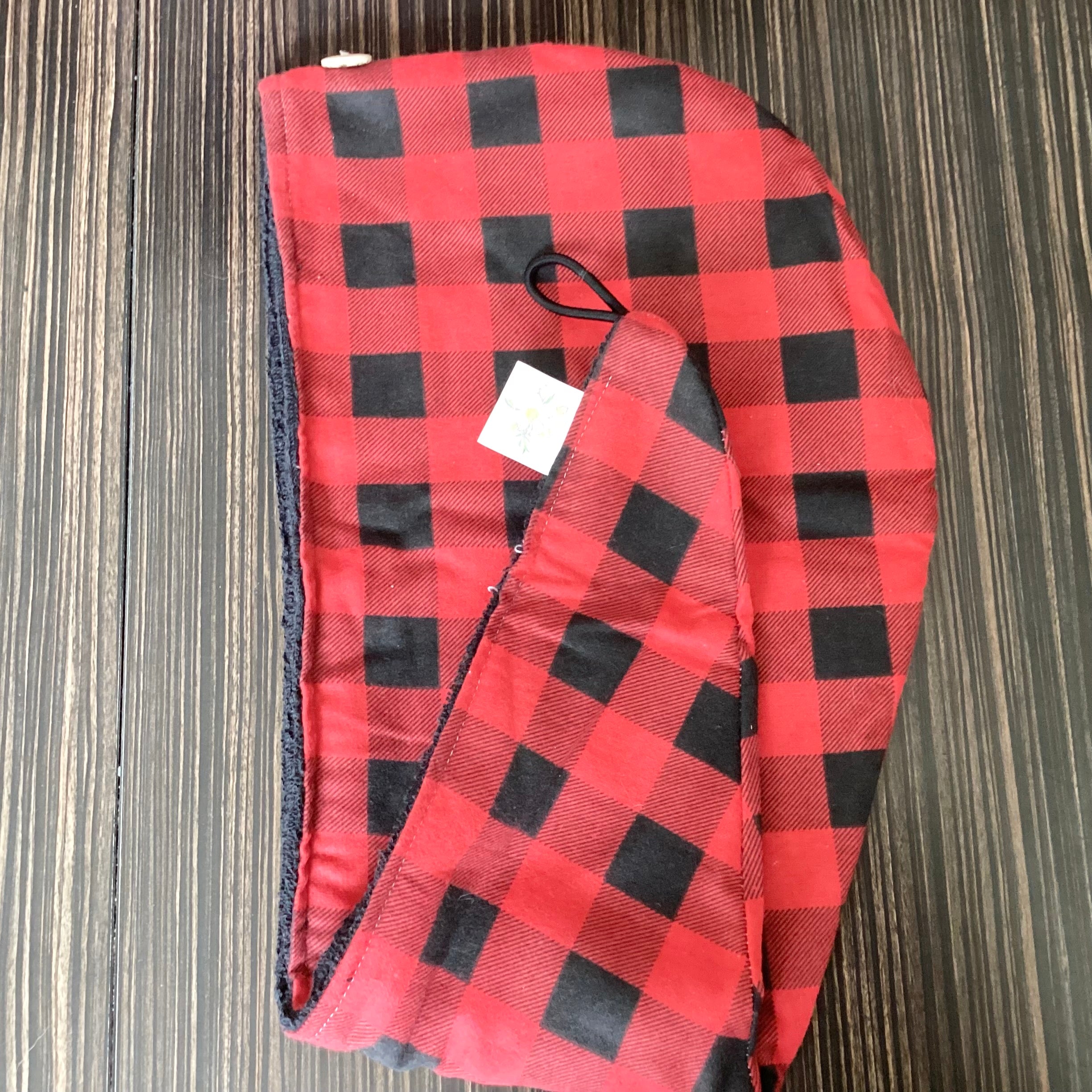Buffalo plaid hair towel