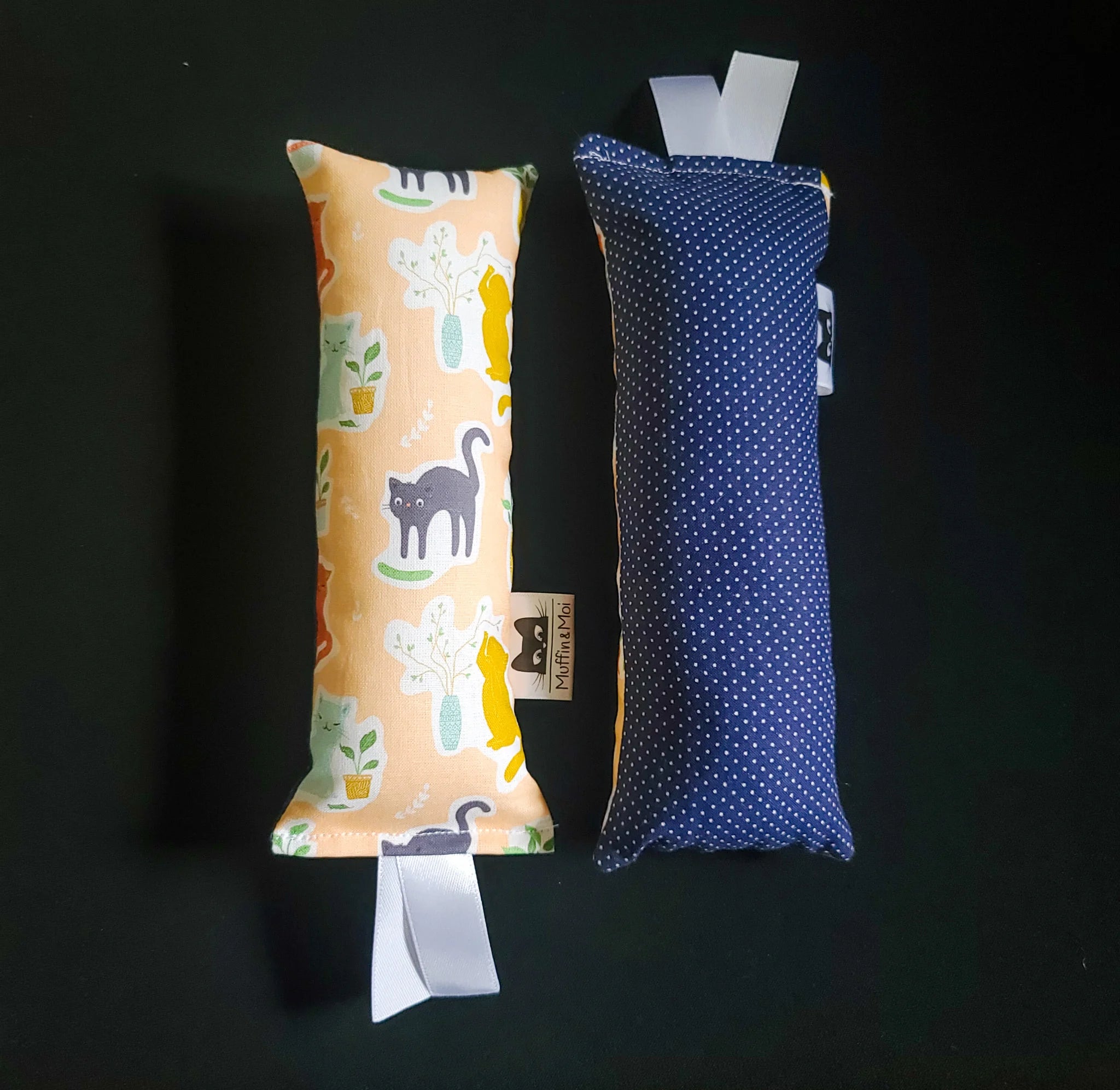 Medium Cat Toy-Cats with Flower Pots Coral Background
