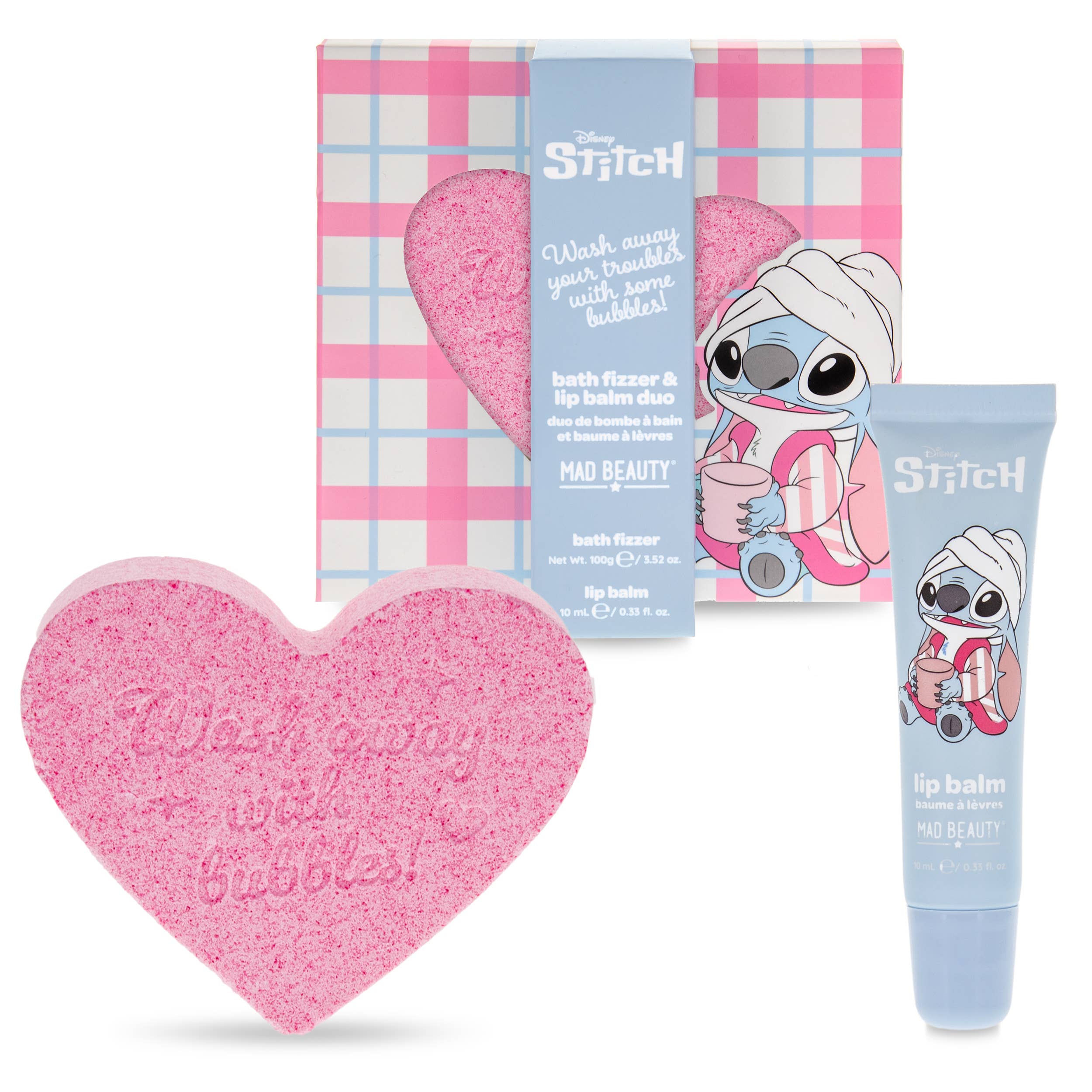Coffret cadeau duo Fizzer & Baume à lèvres Stitch Pamper