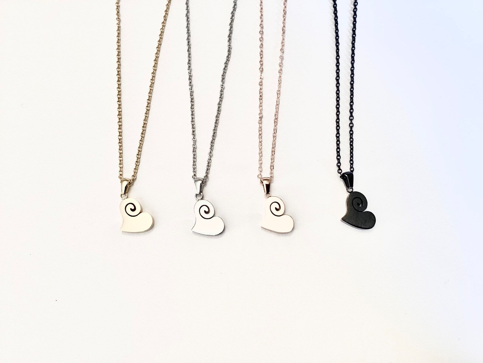Stainless steel spiral heart necklace