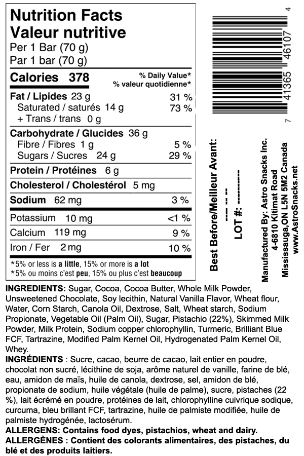 Tablette de chocolat fourrée à la pistache (Tablette de chocolat de Dubaï)