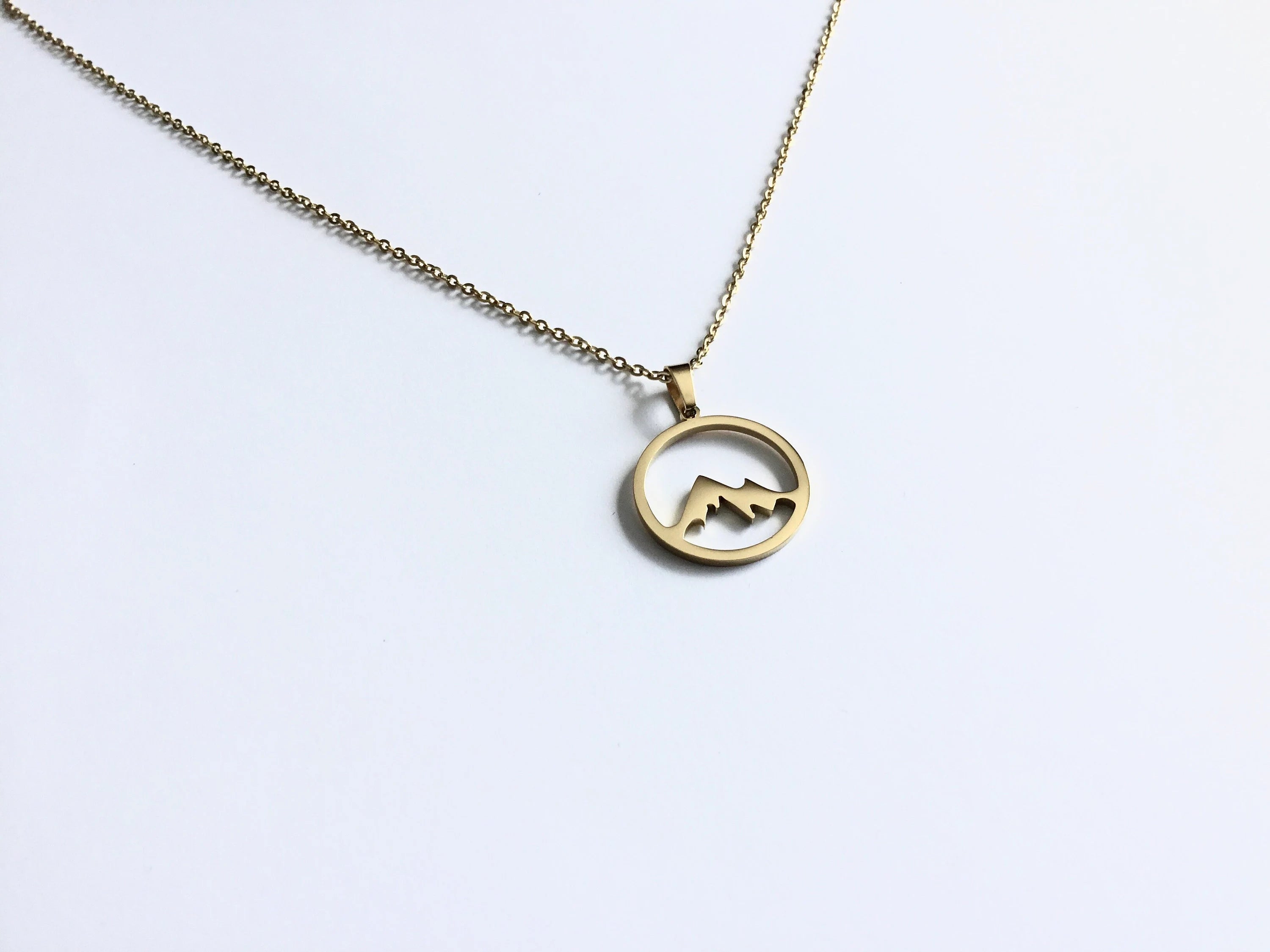 Black stainless steel mountain necklace