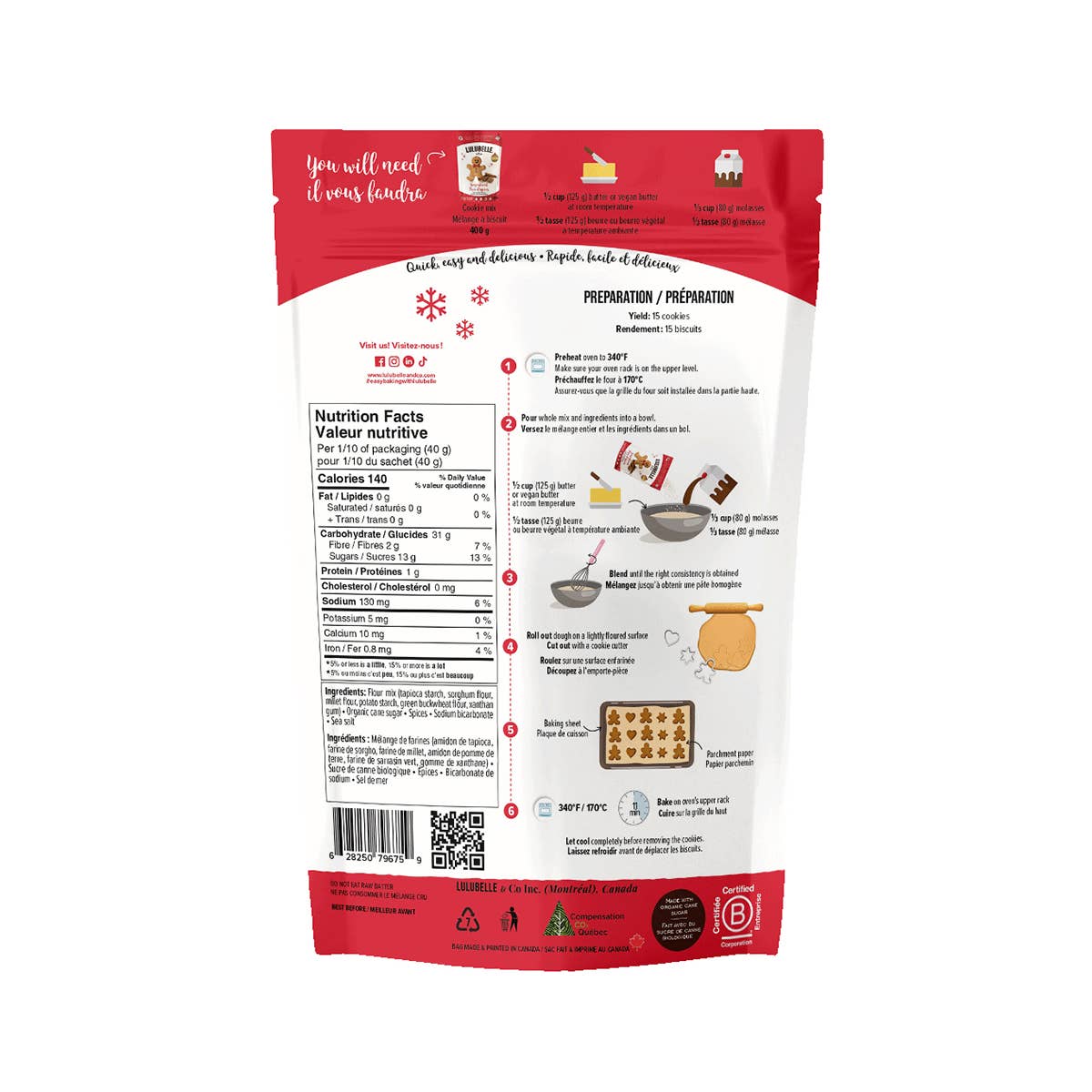 Mélange à biscuits pain d'épices sans gluten Lulubelle (Noël)