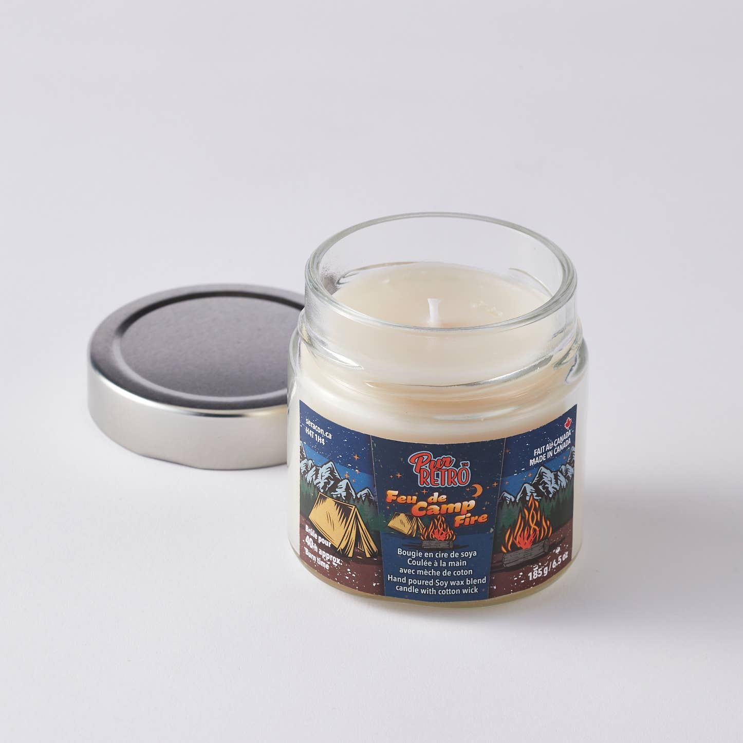 Bougie en pot Camp Fire Mason — Nostalgie chaleureuse et rustique