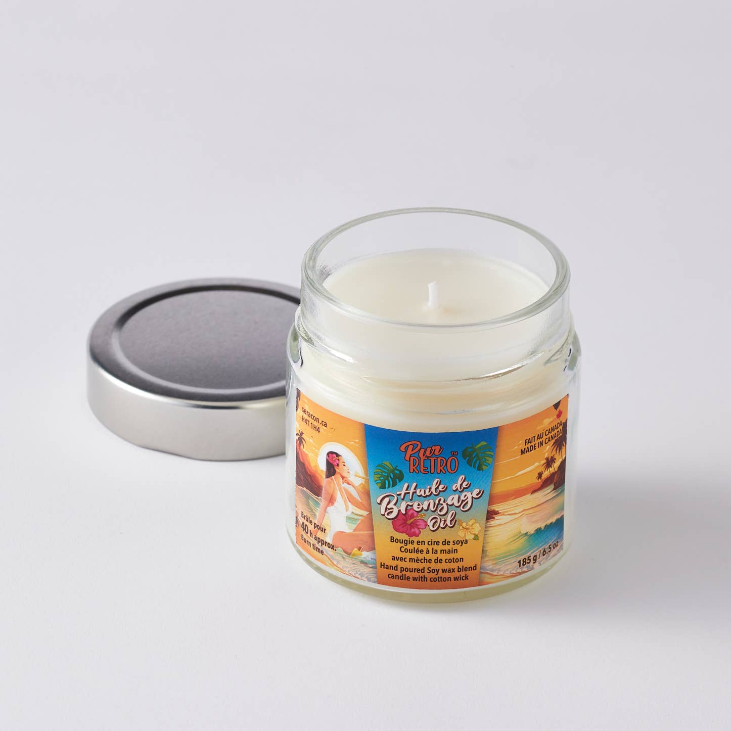 Bougie à huile de bronzage Mason Jar — Escapade tropicale dans un bocal