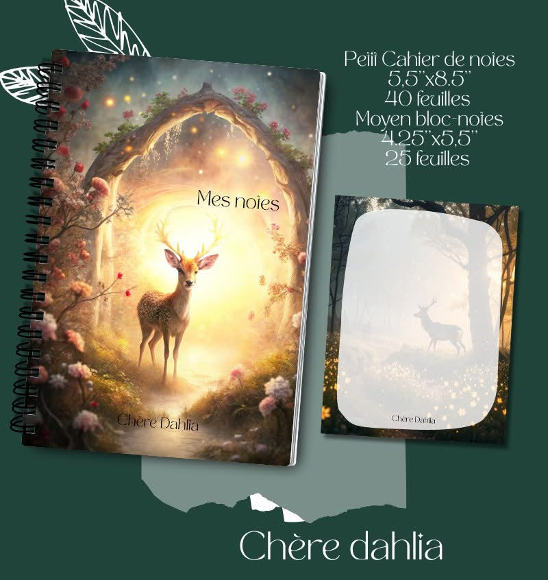 Duo papeterie cerf monde magique