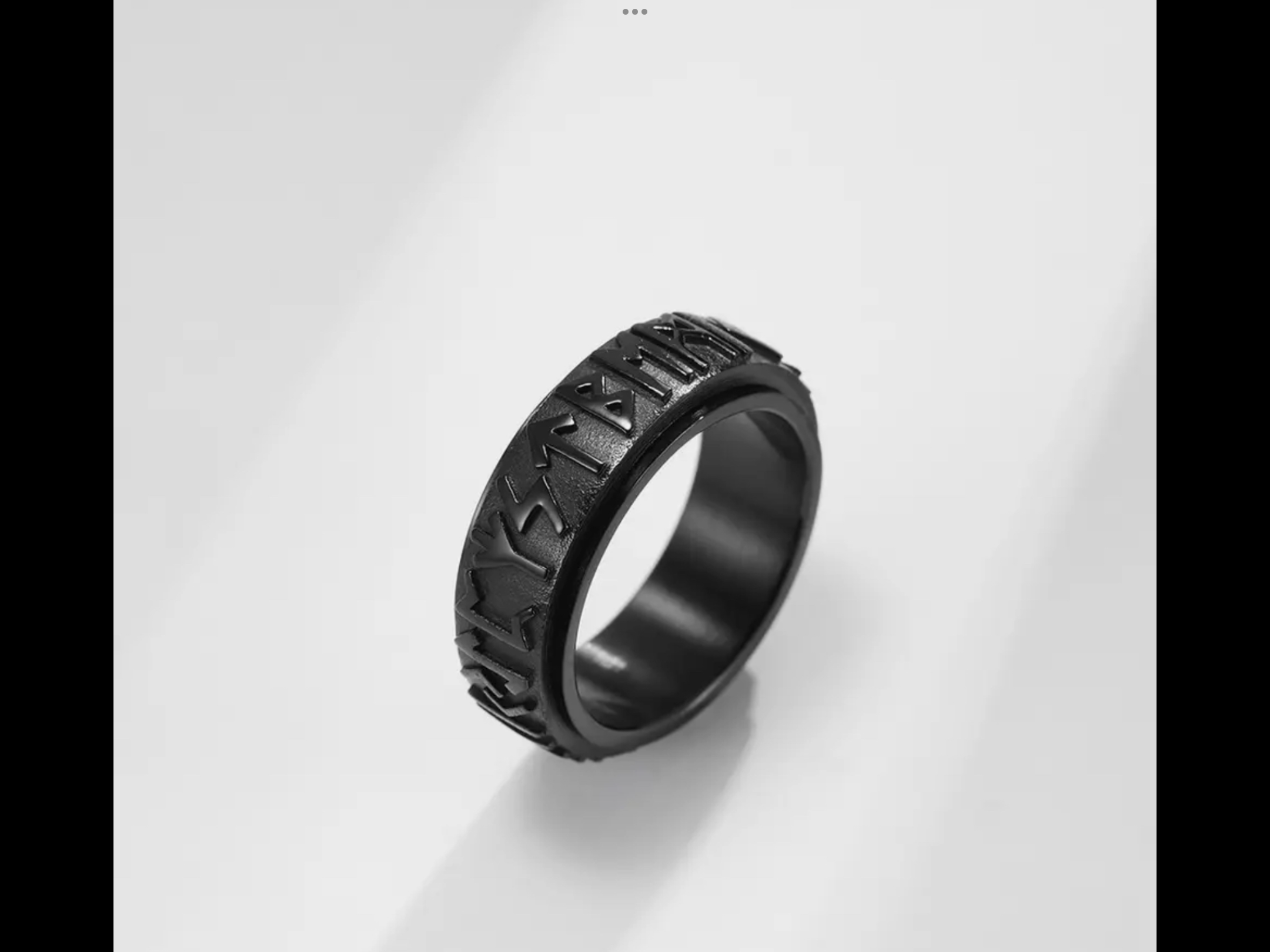 black stainless steel runes spinner ring