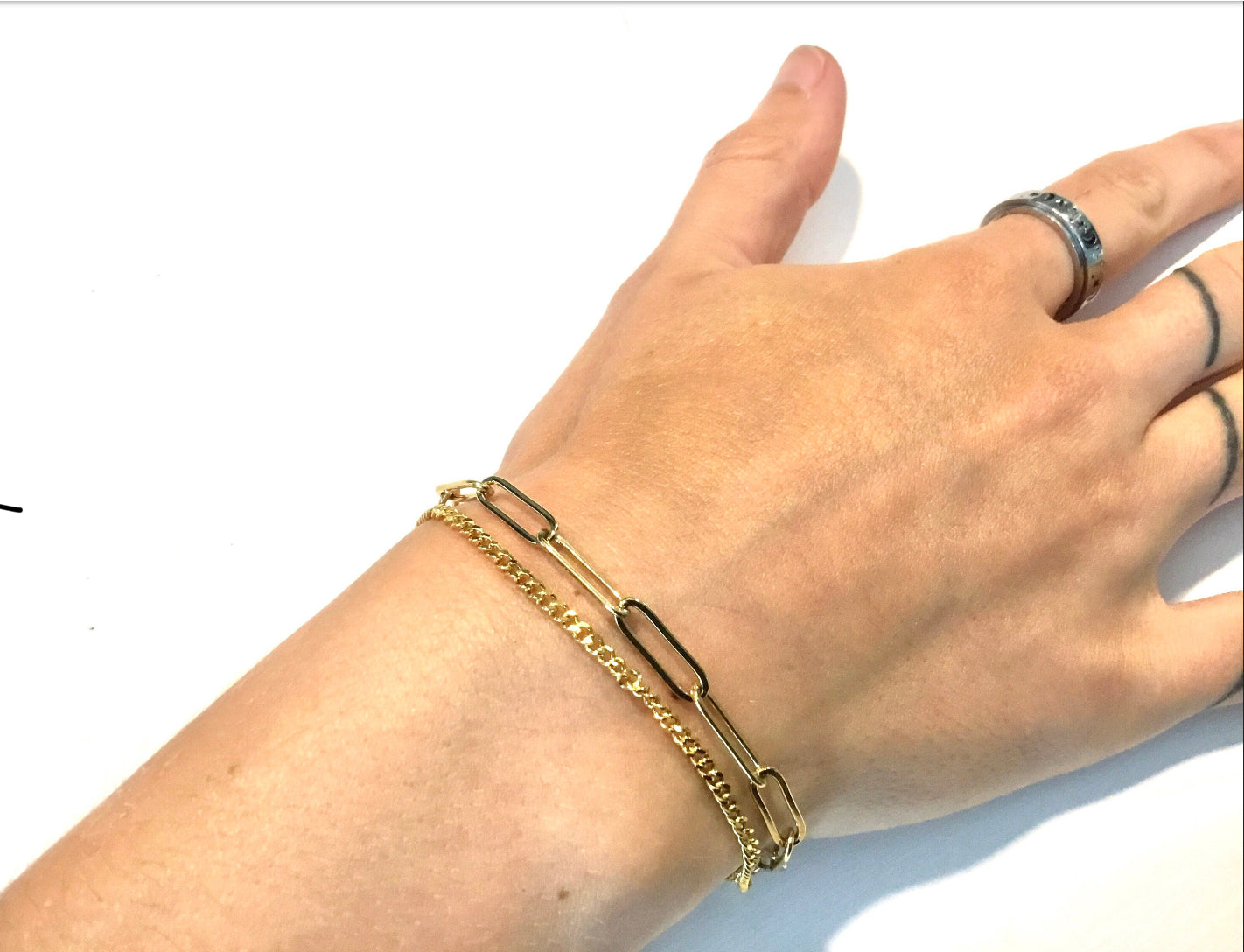 Double gold stainless steel bracelet