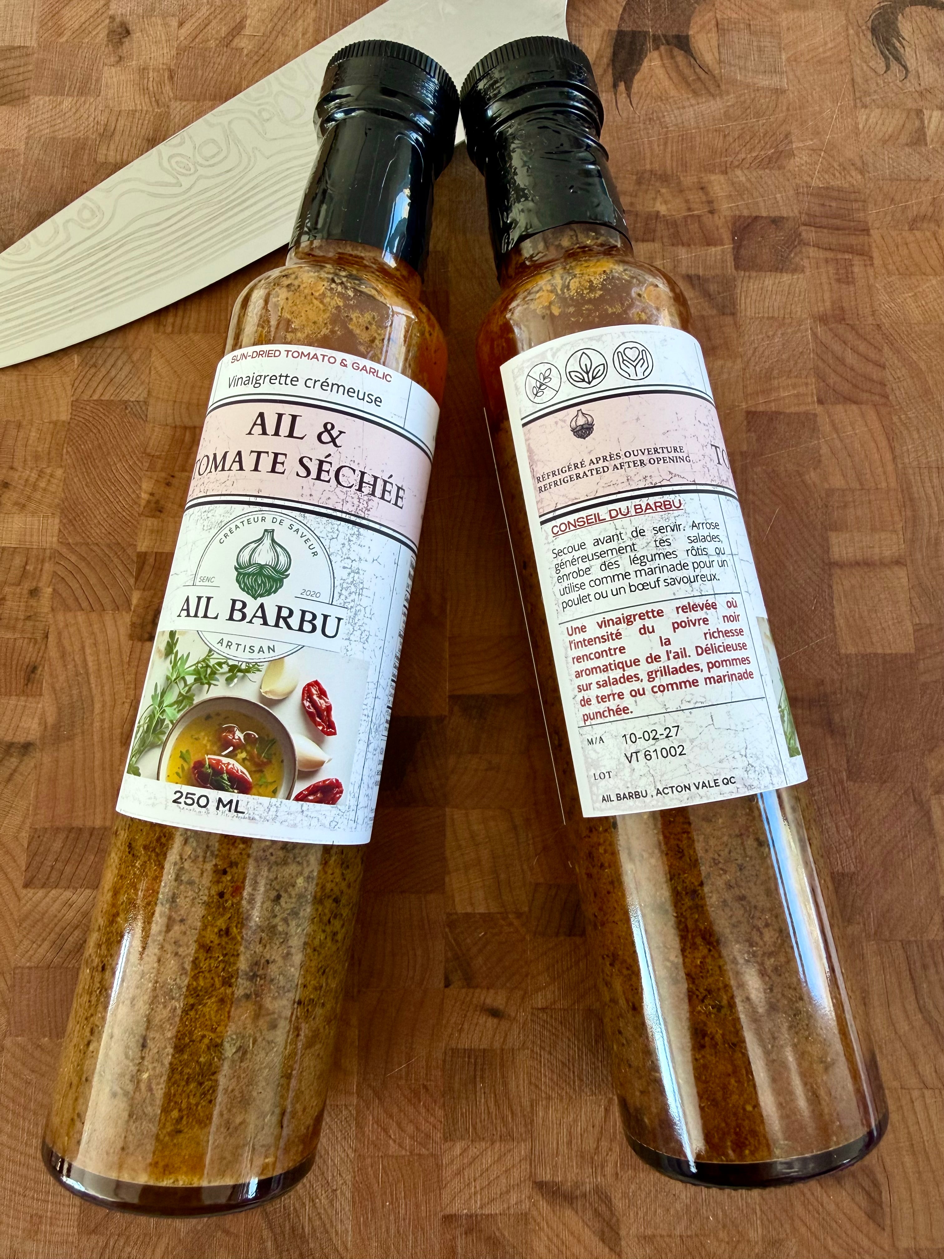 Vinaigrette ail et tomates séchées