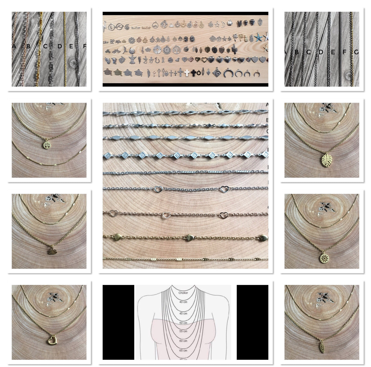 Collier multi rang au choix en inox or