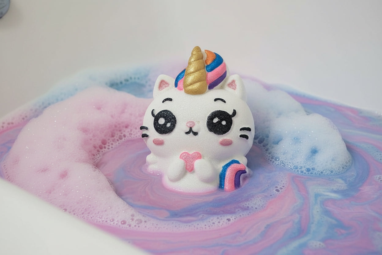 Bombe de bain géante chat-licorne