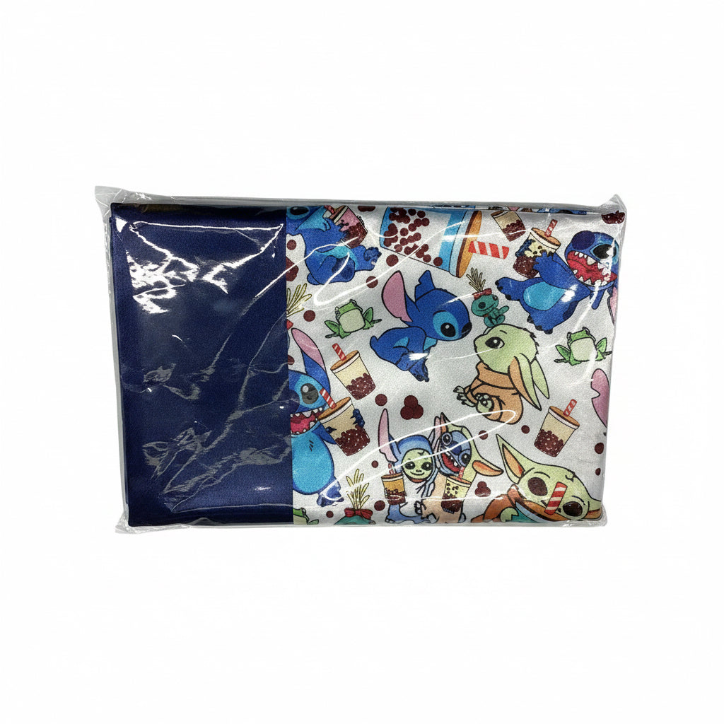 Taie d’oreiller satin petit extraterrestre bleu