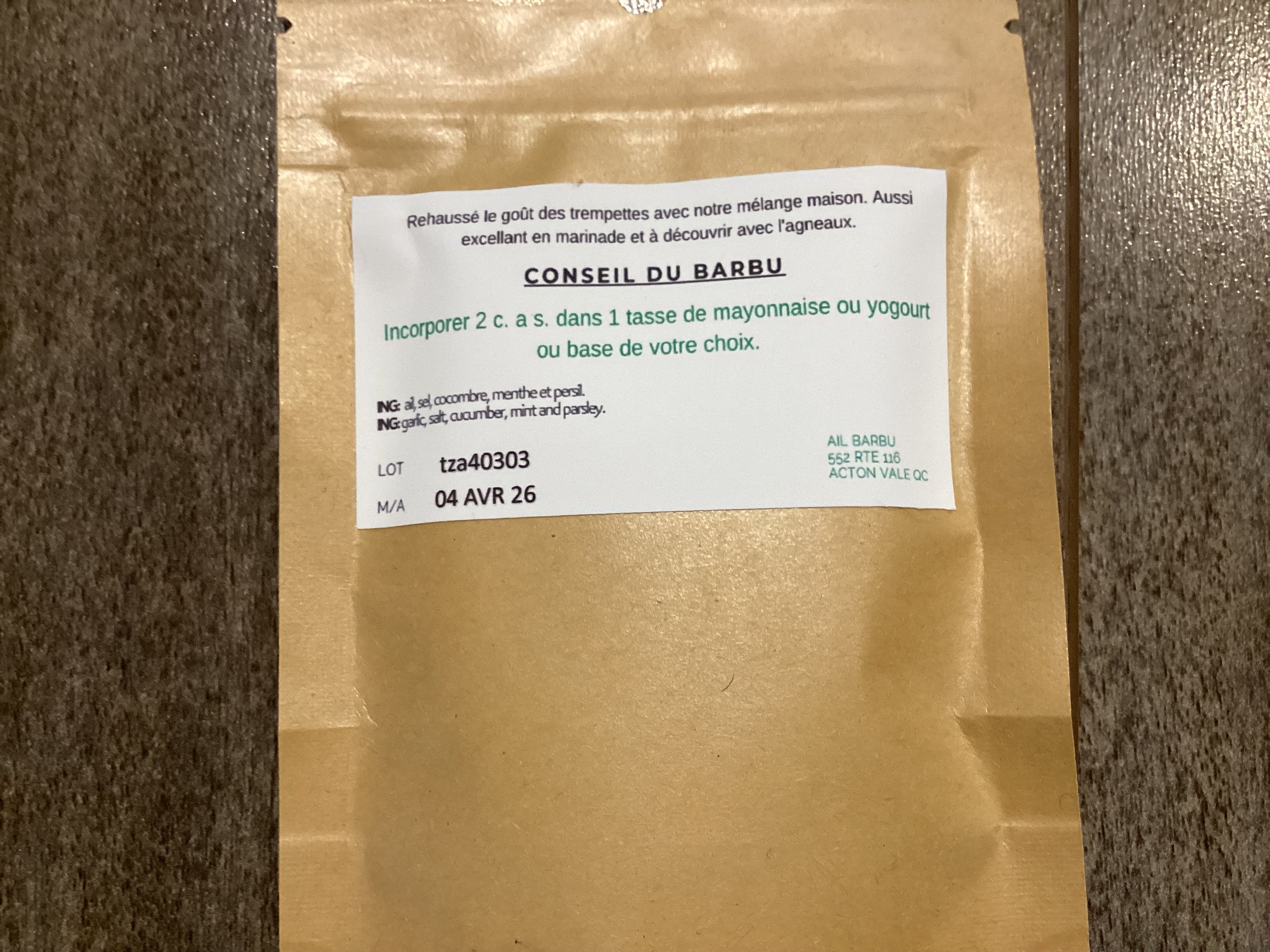 Homemade extra garlic tzatziki mix