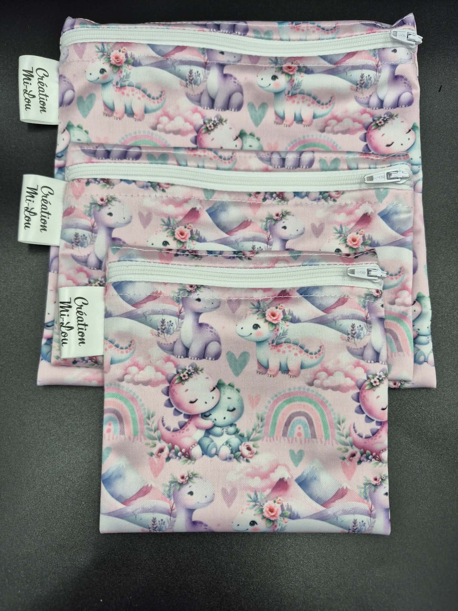 Sac à collation dino rose