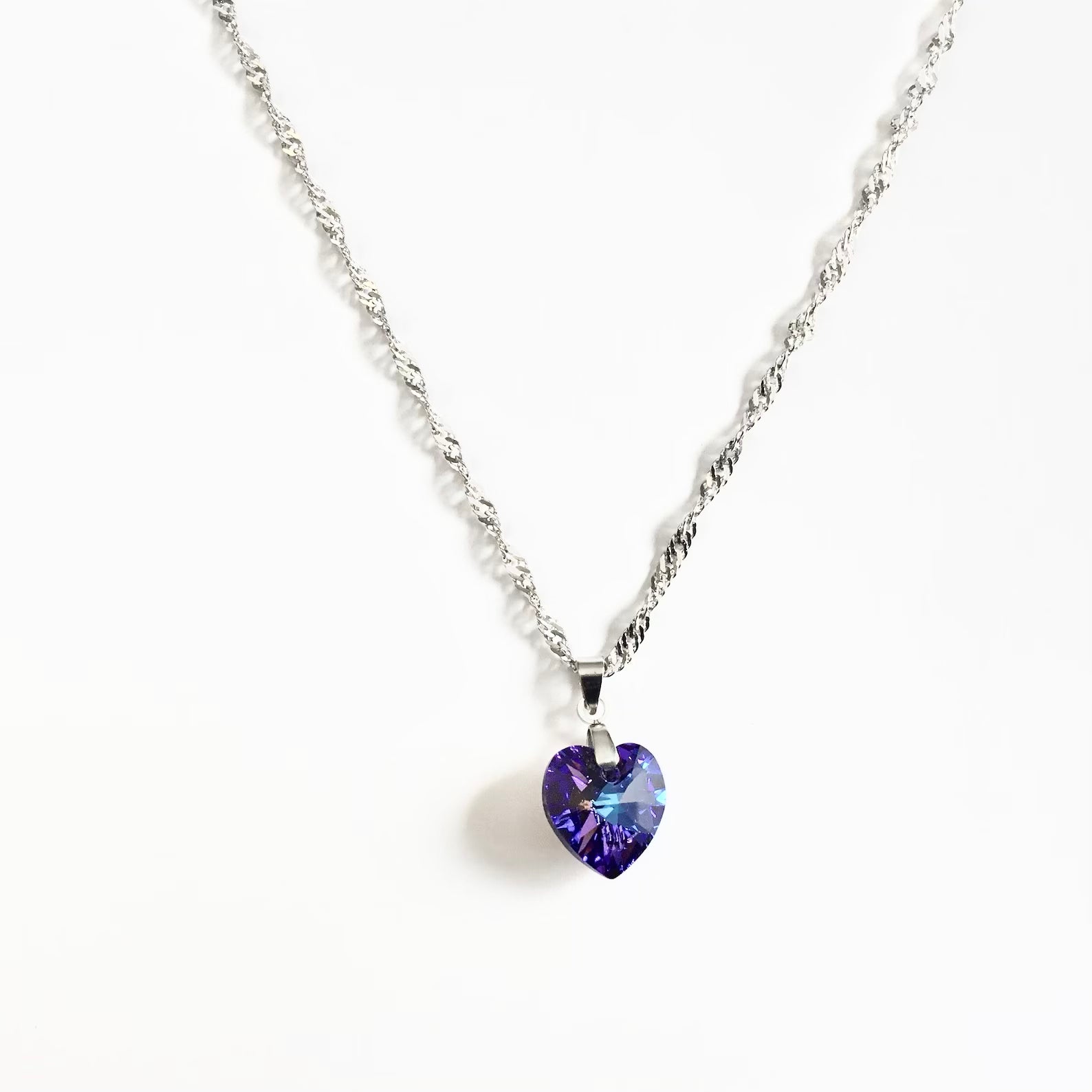 Collier coeur swarovski héliotrope