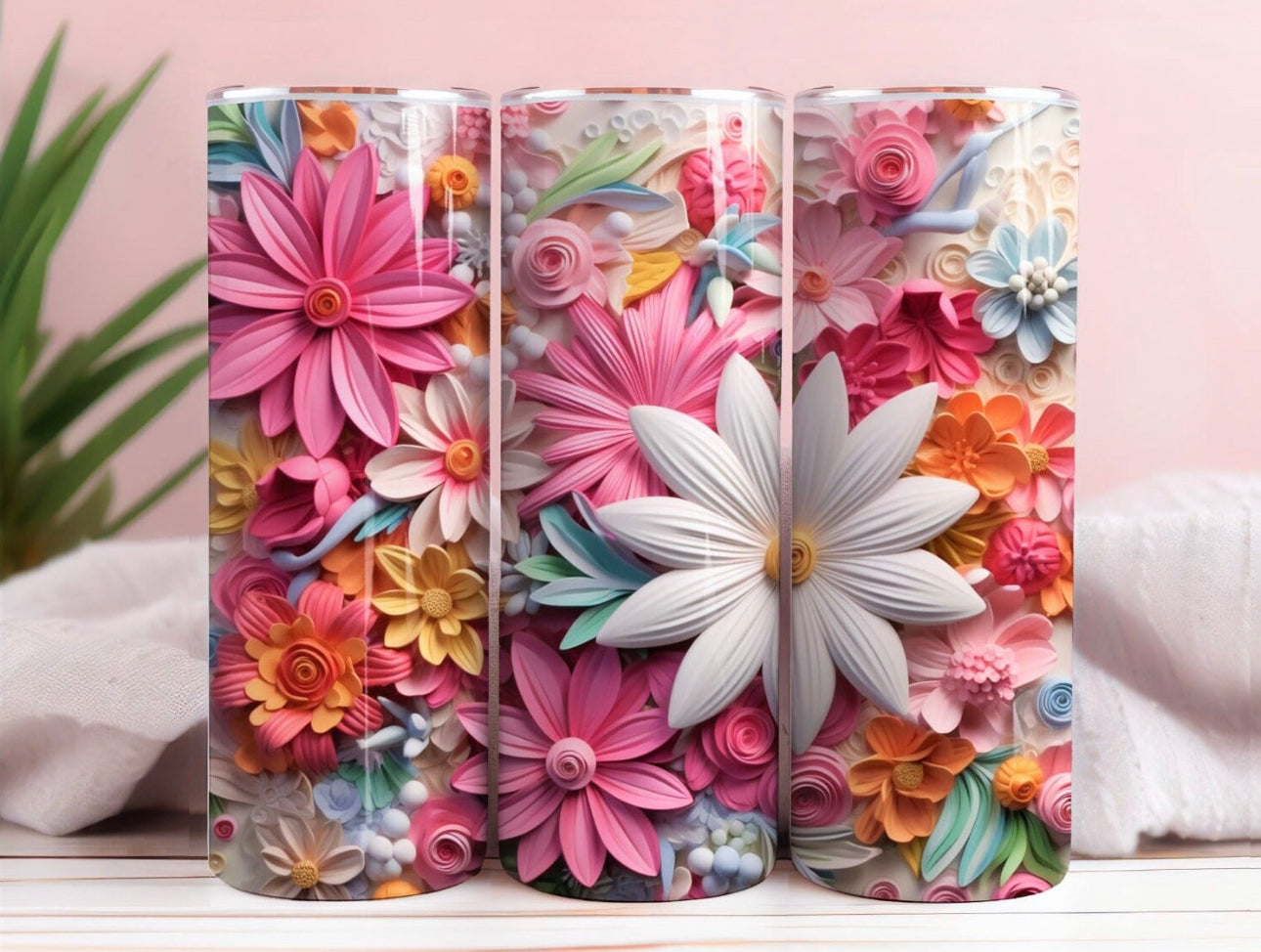 Bouteille fleurs 3D