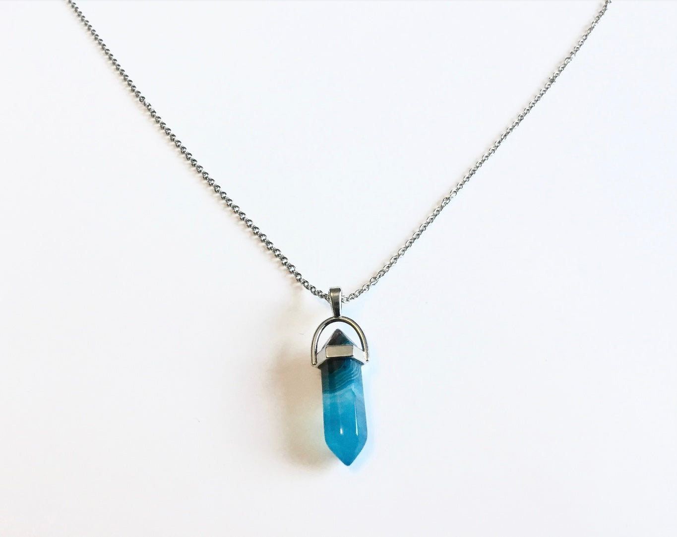 Stainless steel necklace with various stones