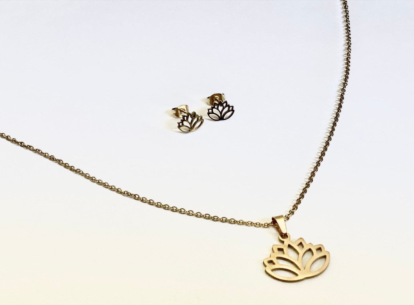 Ensemble lotus en inox or