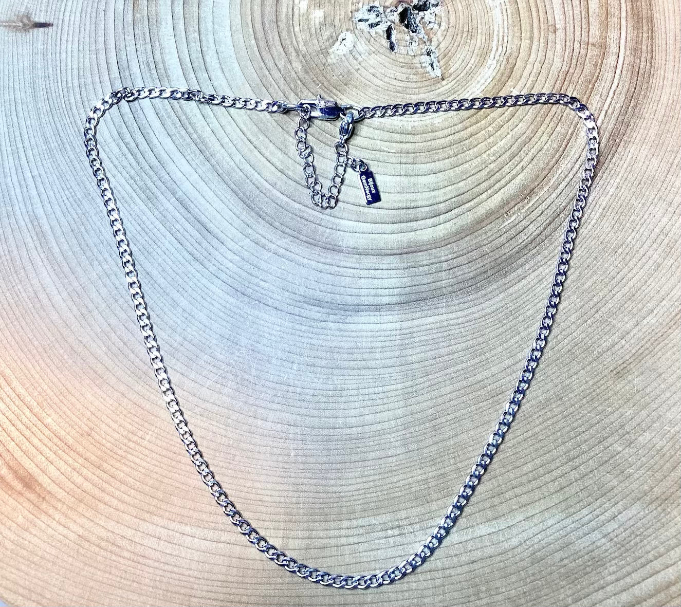 Chaîne en acier inoxydable argent avec double fermoir sécuritaire