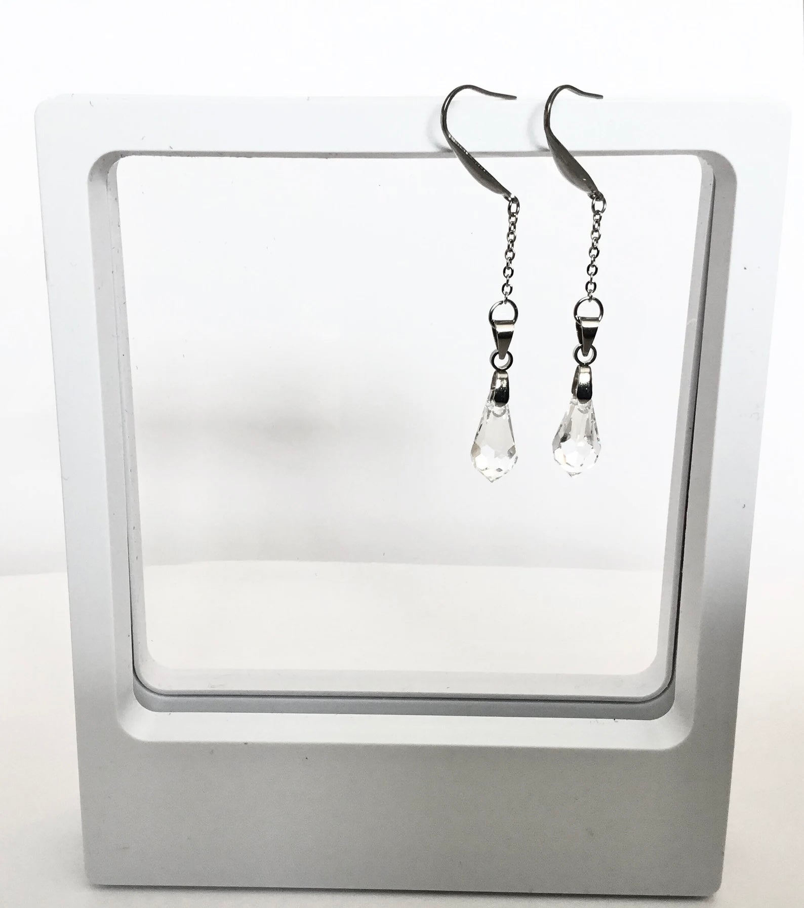 Stainless steel and clear Swarovski necklace and earrings