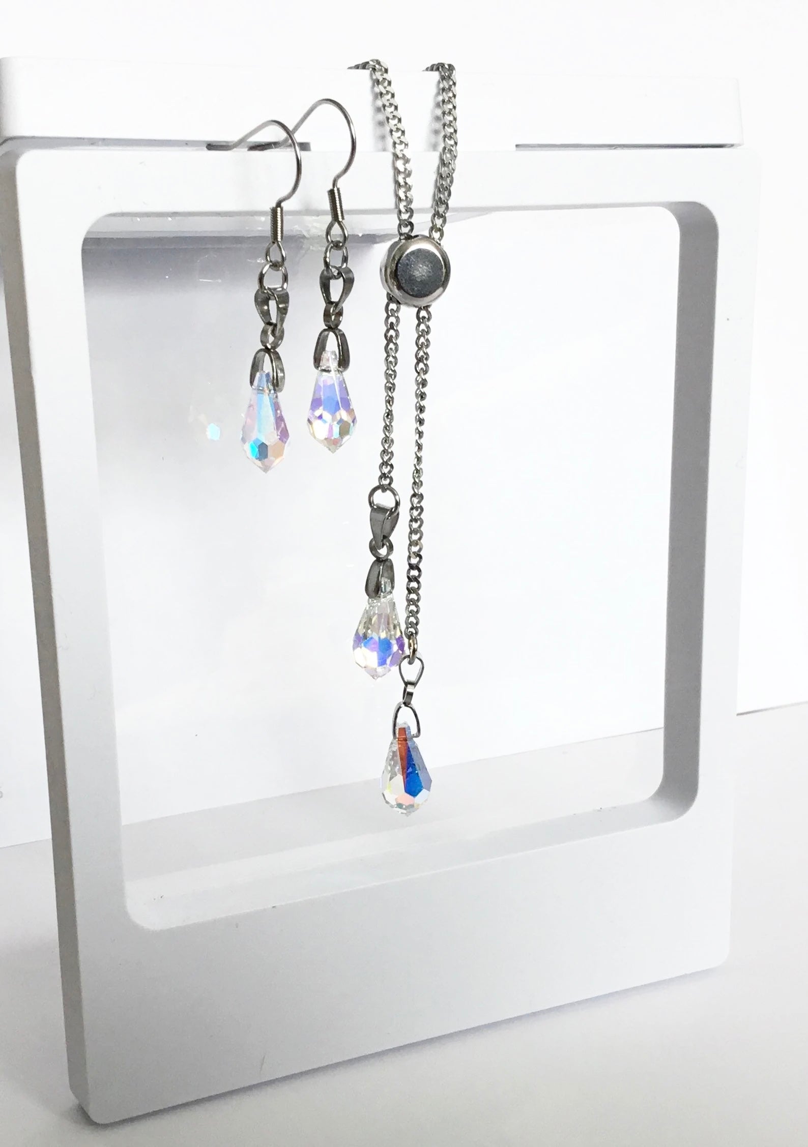 earrings or necklace with Swarovski crystal color AB