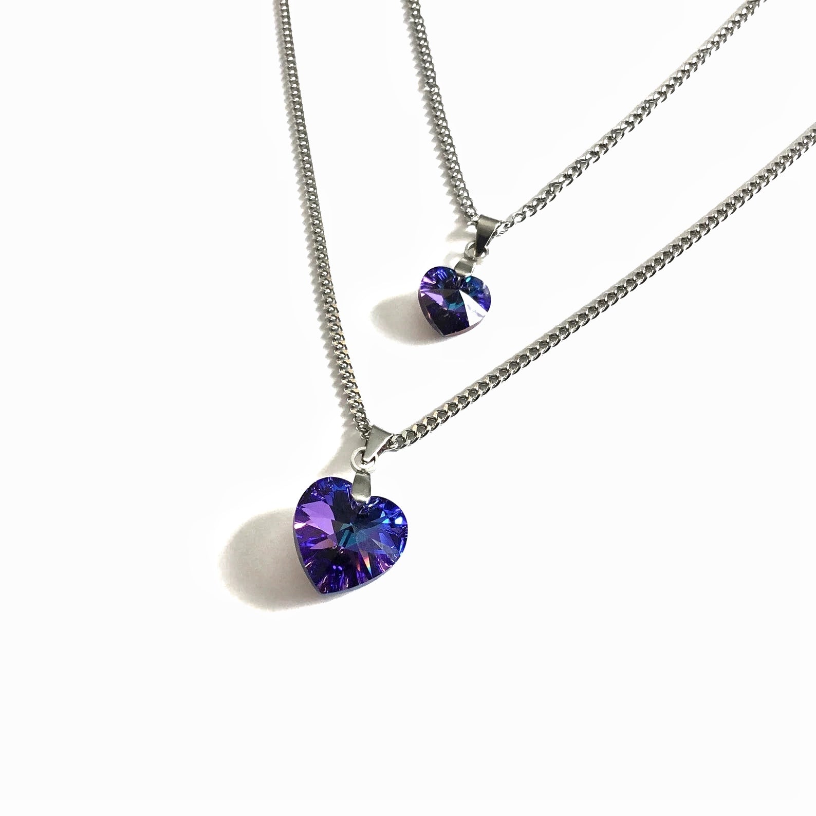 Collier coeur swarovski héliotrope