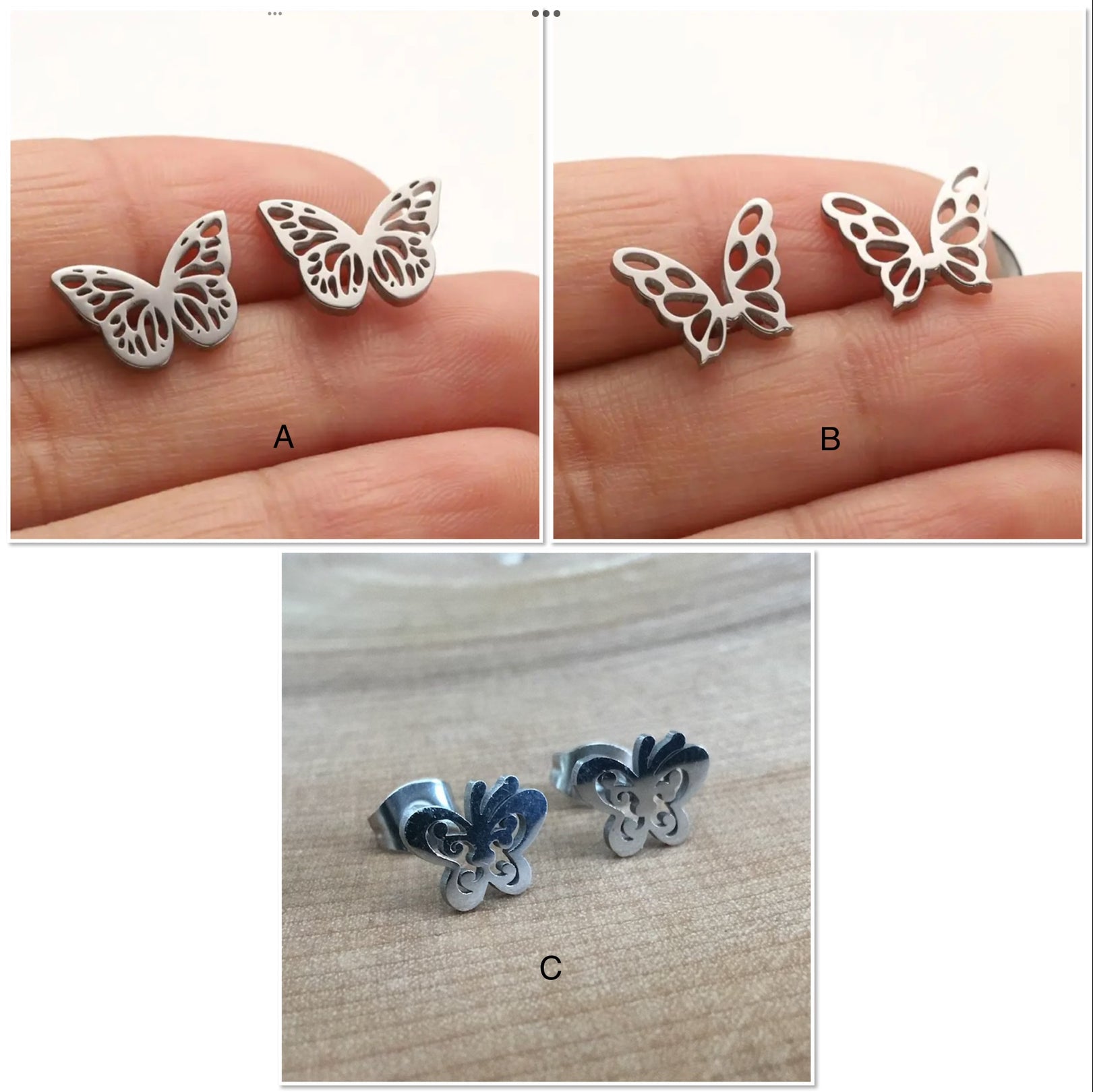 Boucles d’oreilles papillons en inox