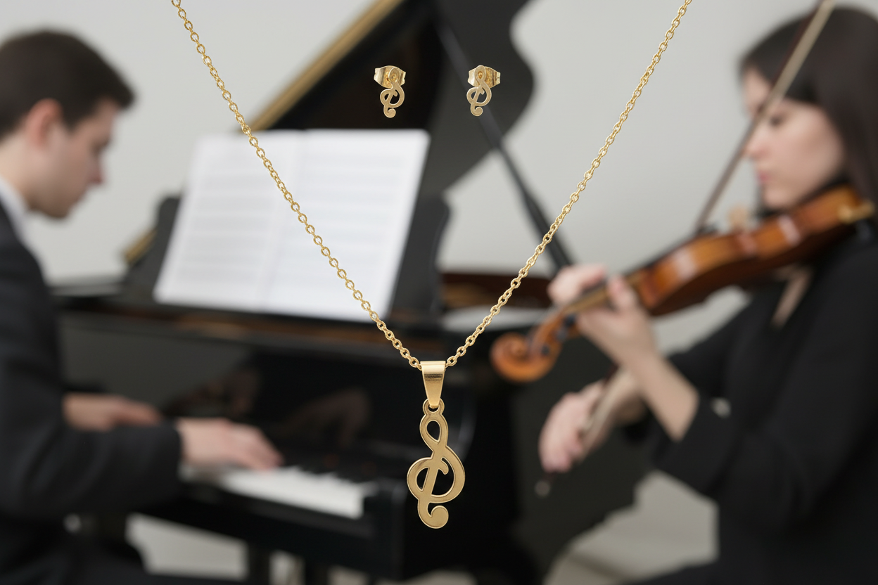 Ensemble musique en inox or