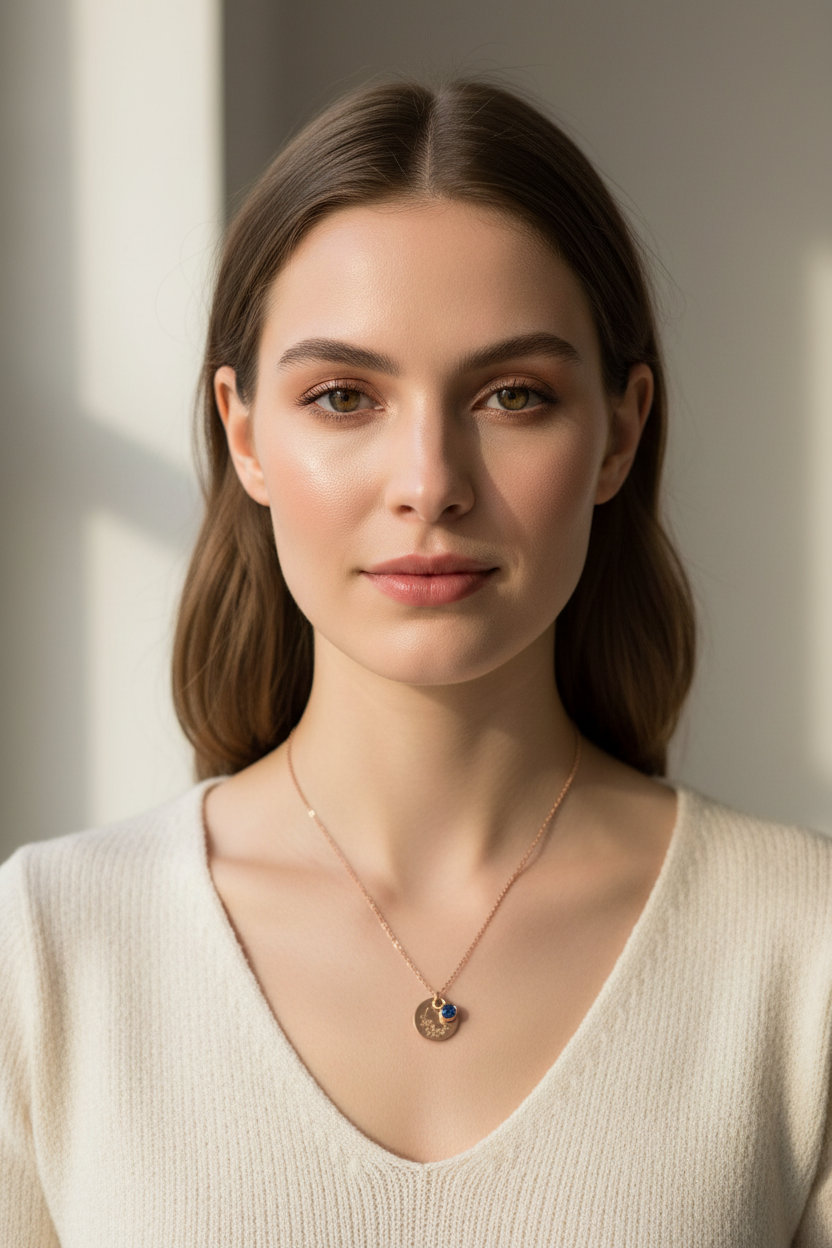 Collier en inox fleurs et pierres de naissance