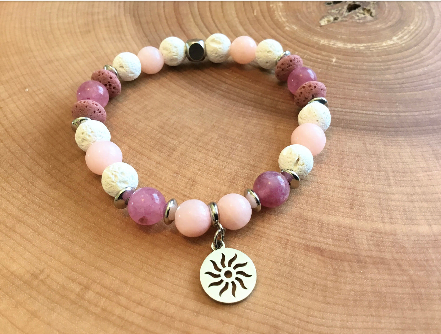 Bracelet made of real stones and stainless steel