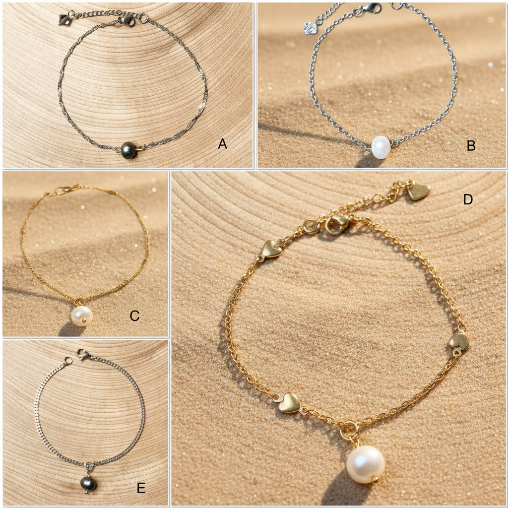 Bracelet en inox avec perle d’eau douce