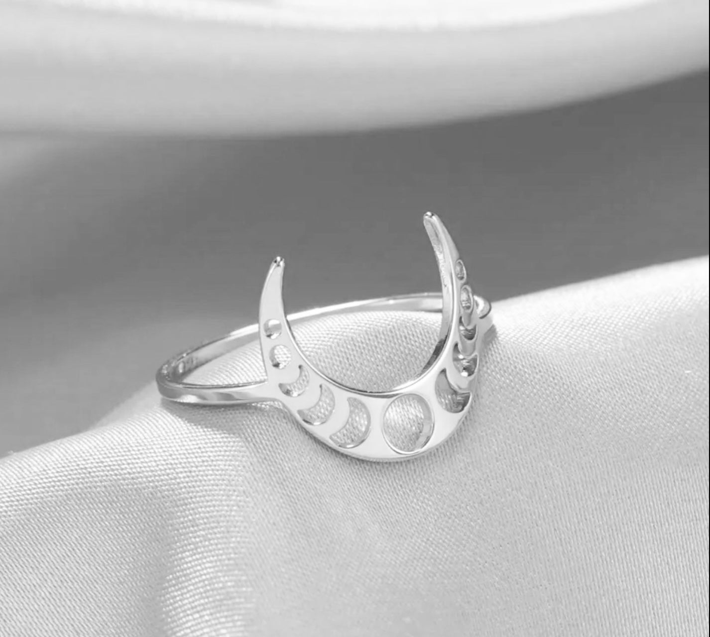 Moon ring, moon phase in stainless steel