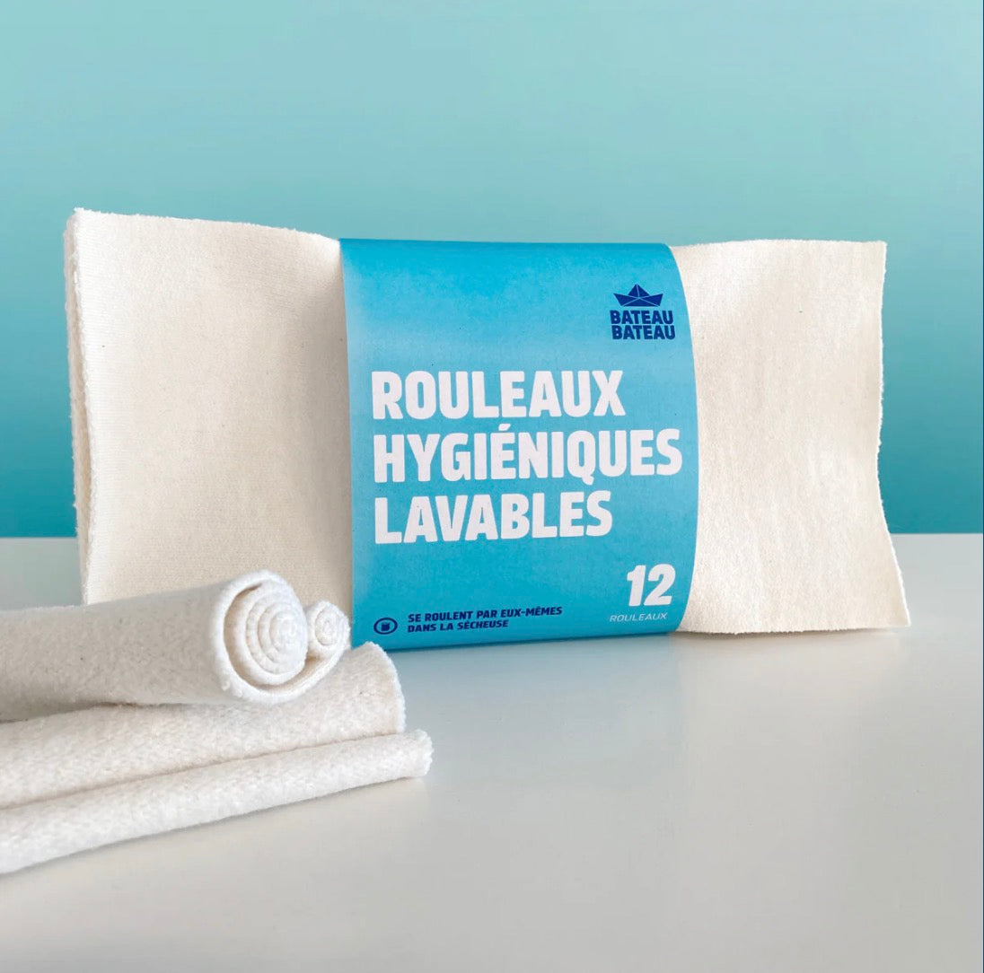 12 ROULEAUX DE PAPIER DE TOILETTE RÉUTILISABLE BLANC