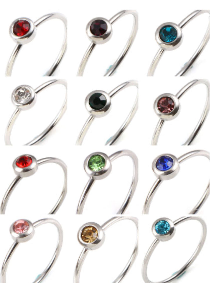 Bague avec pierre de naissance en inox