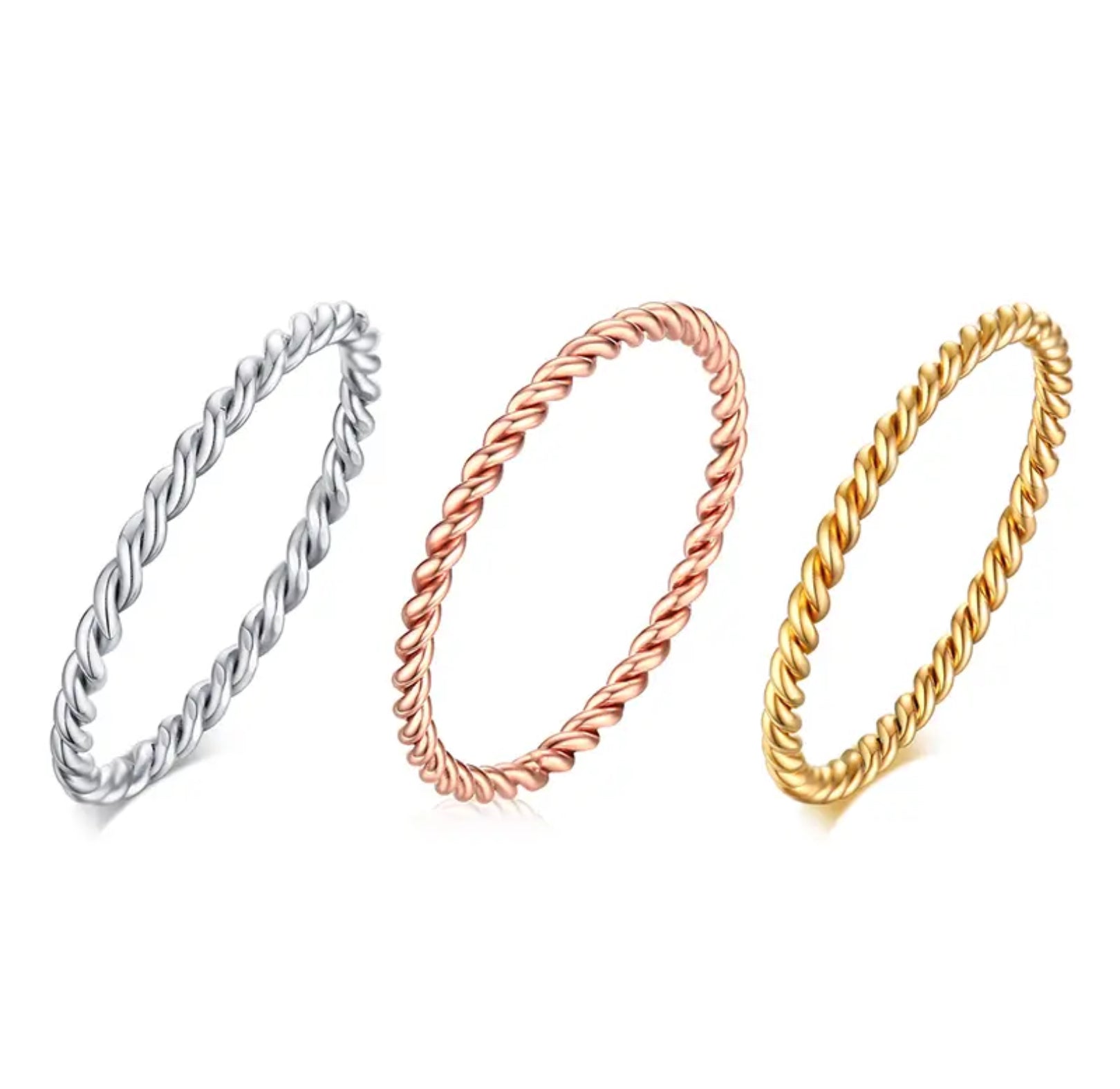 Bague torsadée minimaliste en inox