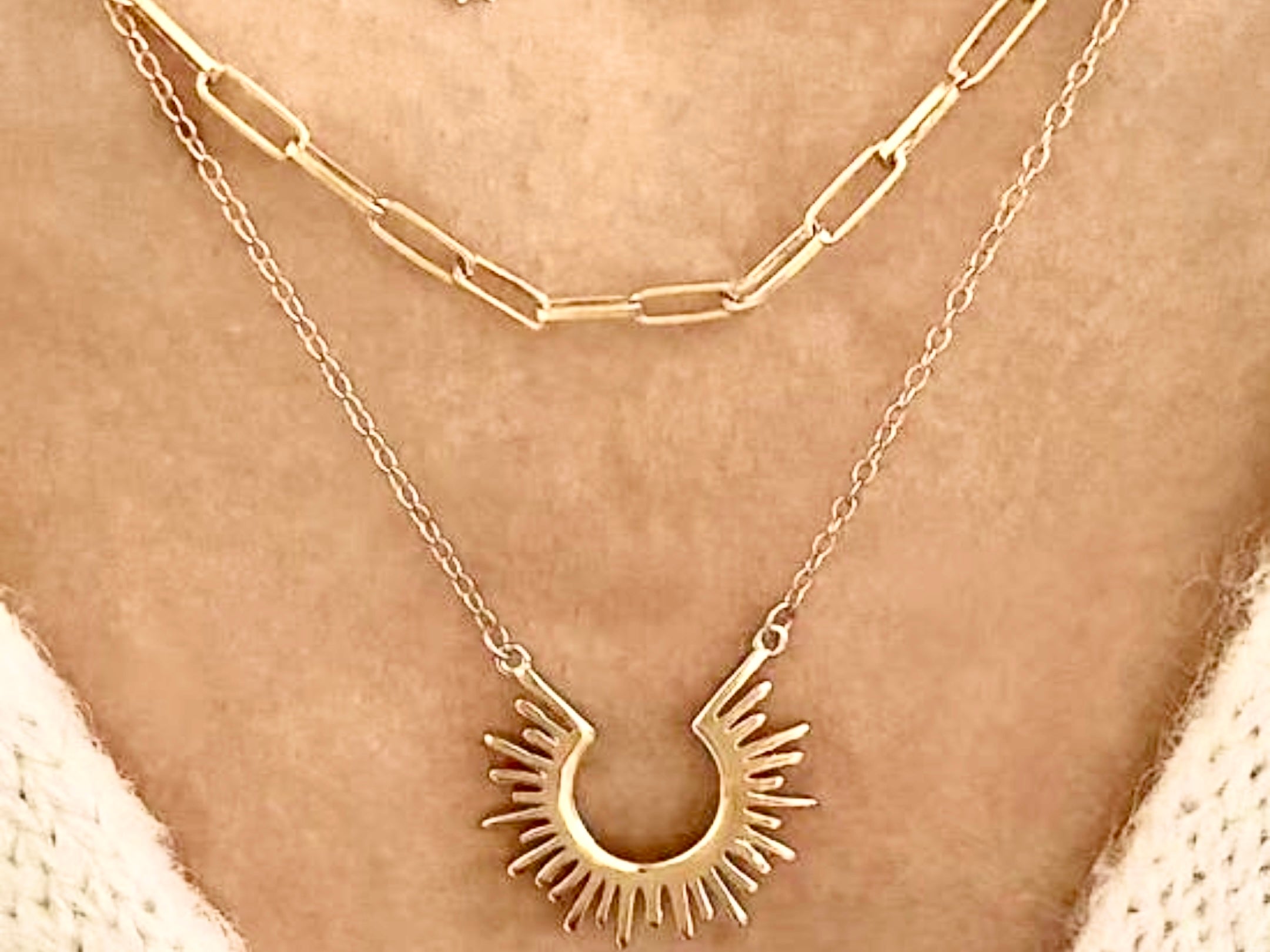 Sun Goddess Necklace in Gold Stainless Steel